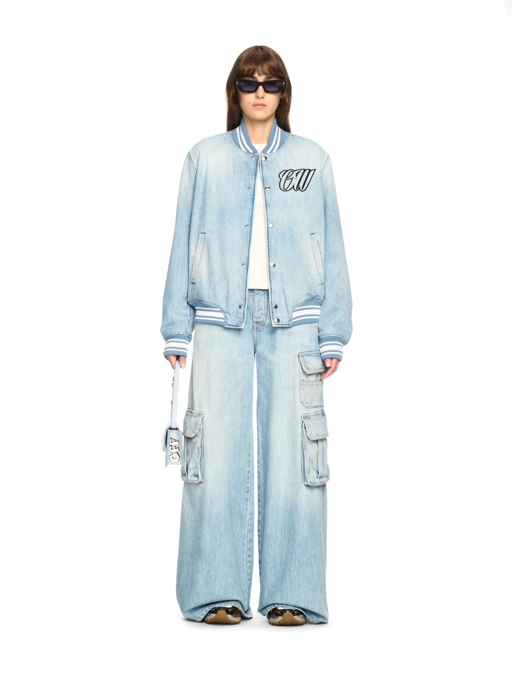  Off White Denim Wide Cargo Pants - Female Sale Check Blue 26 