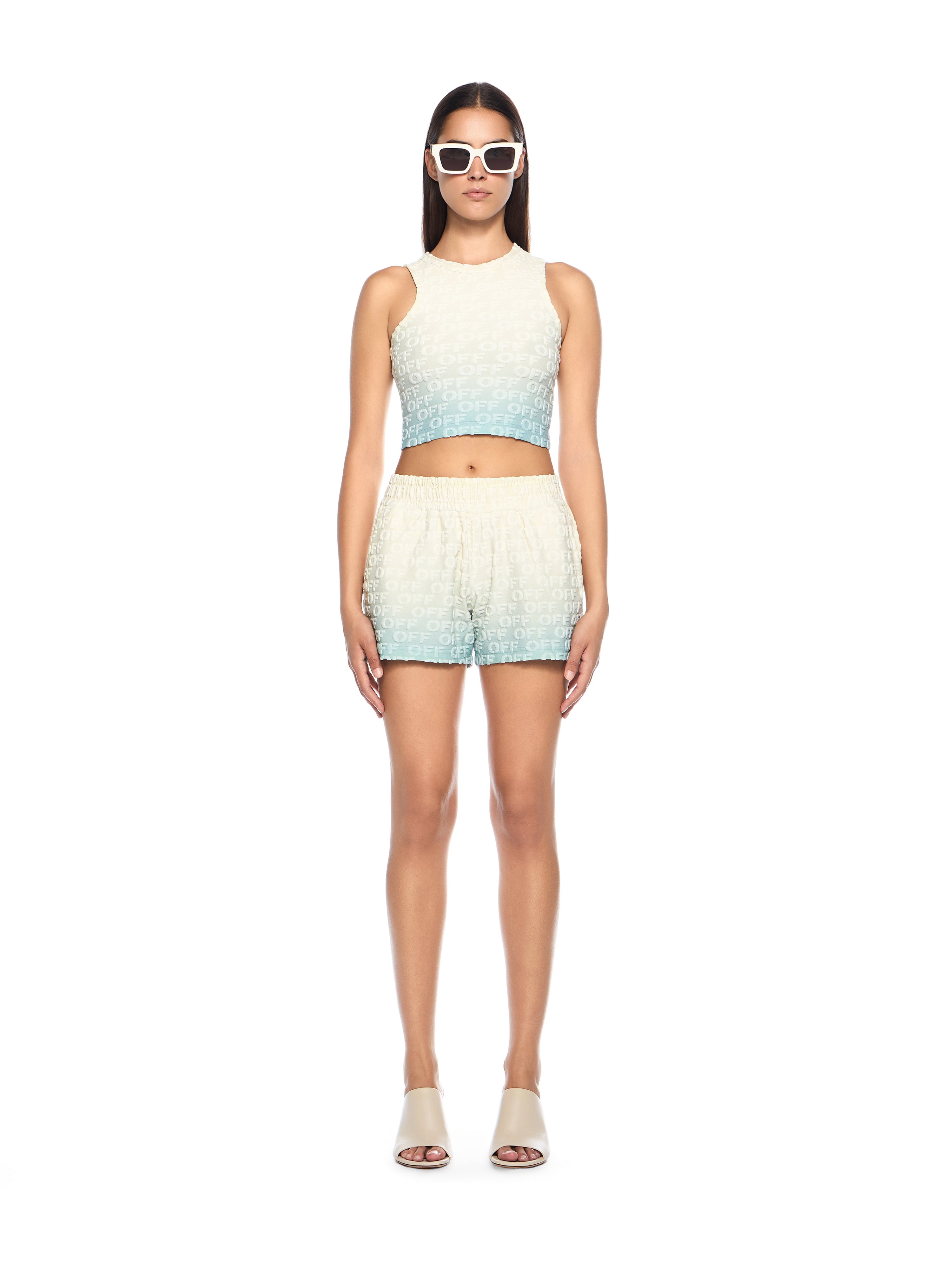  Off White Terry Gradient Knit Tank Top - Female  Light Blue - Beige Xs 
