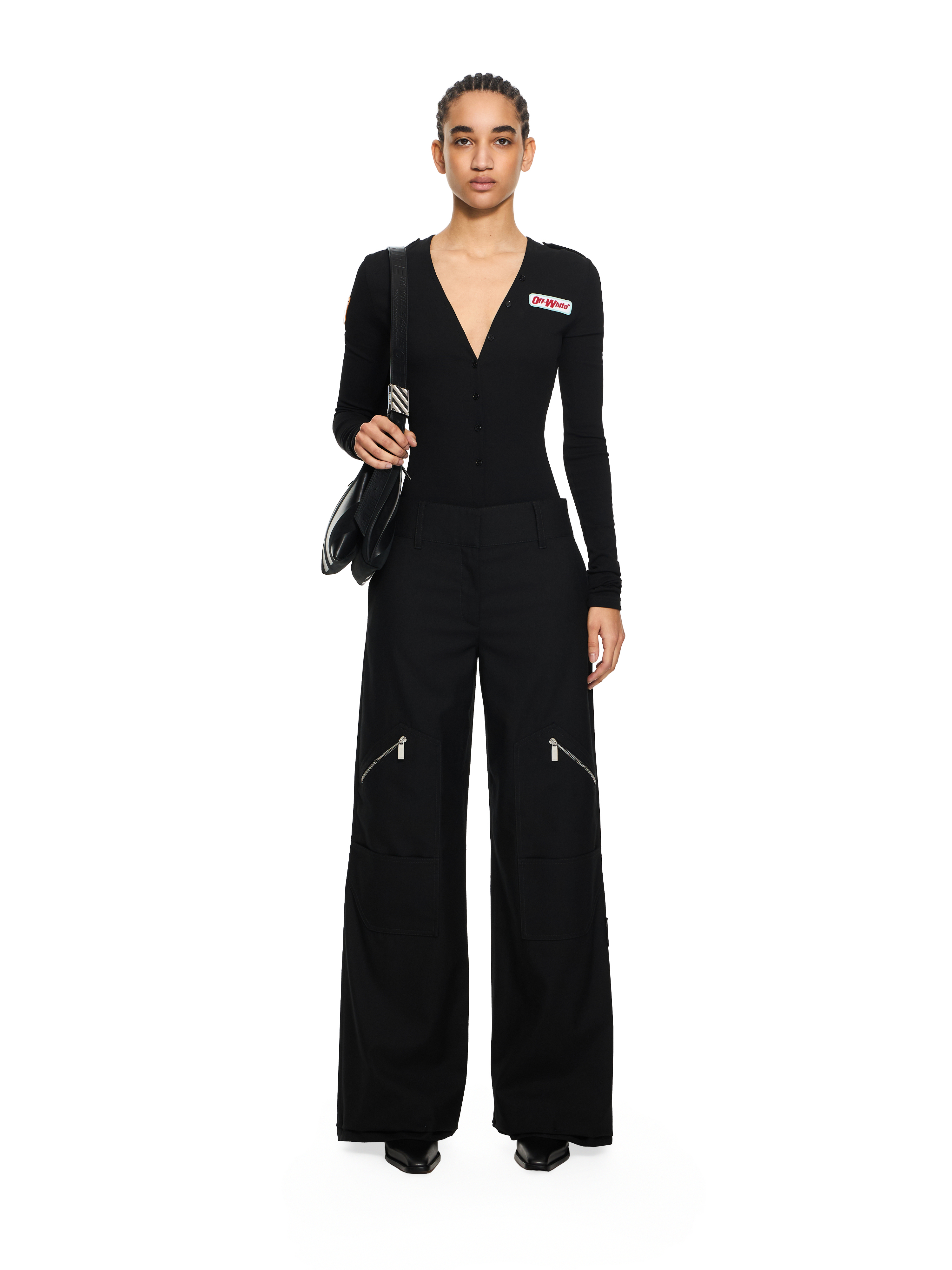Off-white Heavy Jersey Button-up Bodysuit In Black