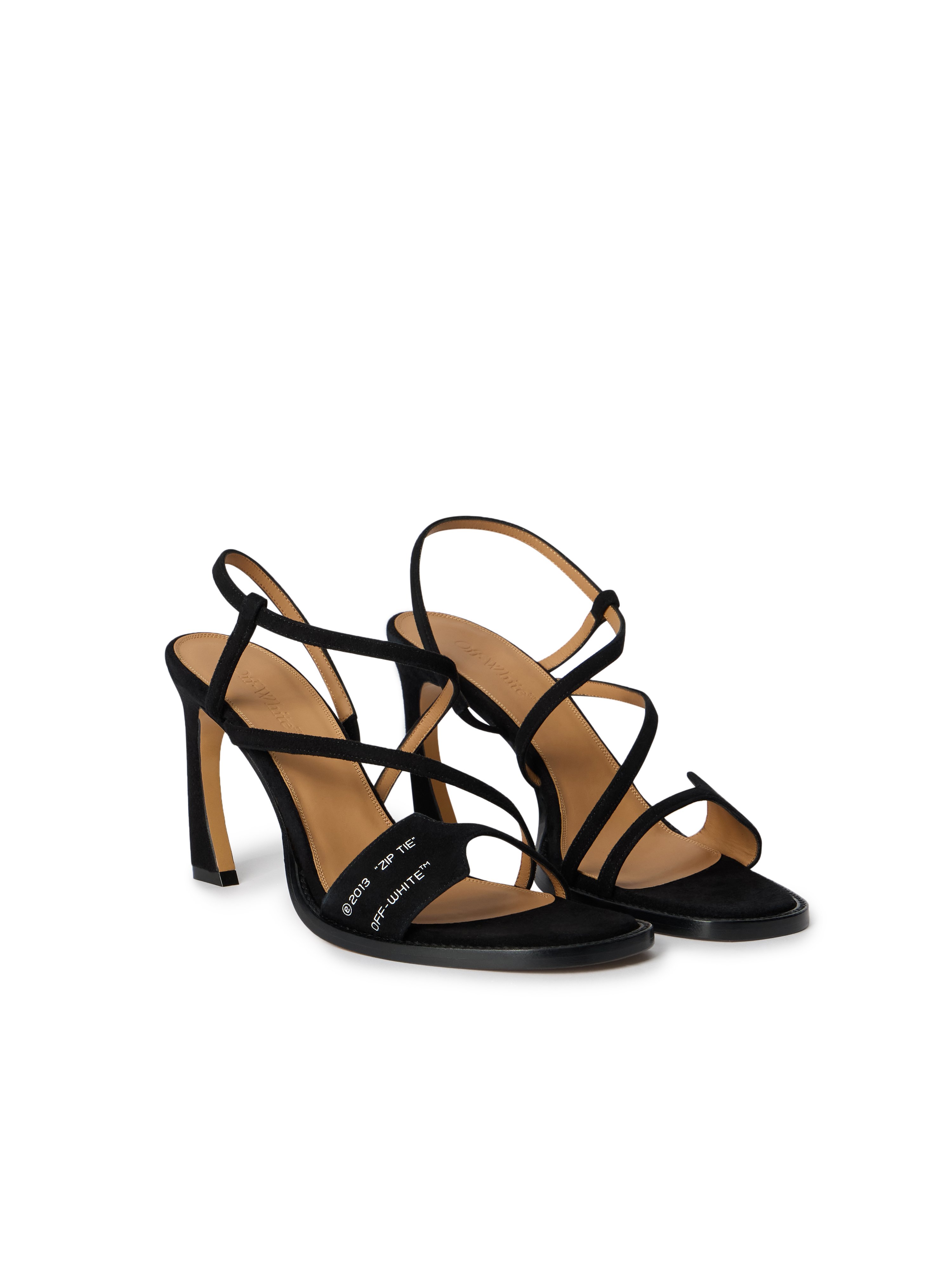  Off White Zip Tie Loop Sandals - Female  Black - White 36 