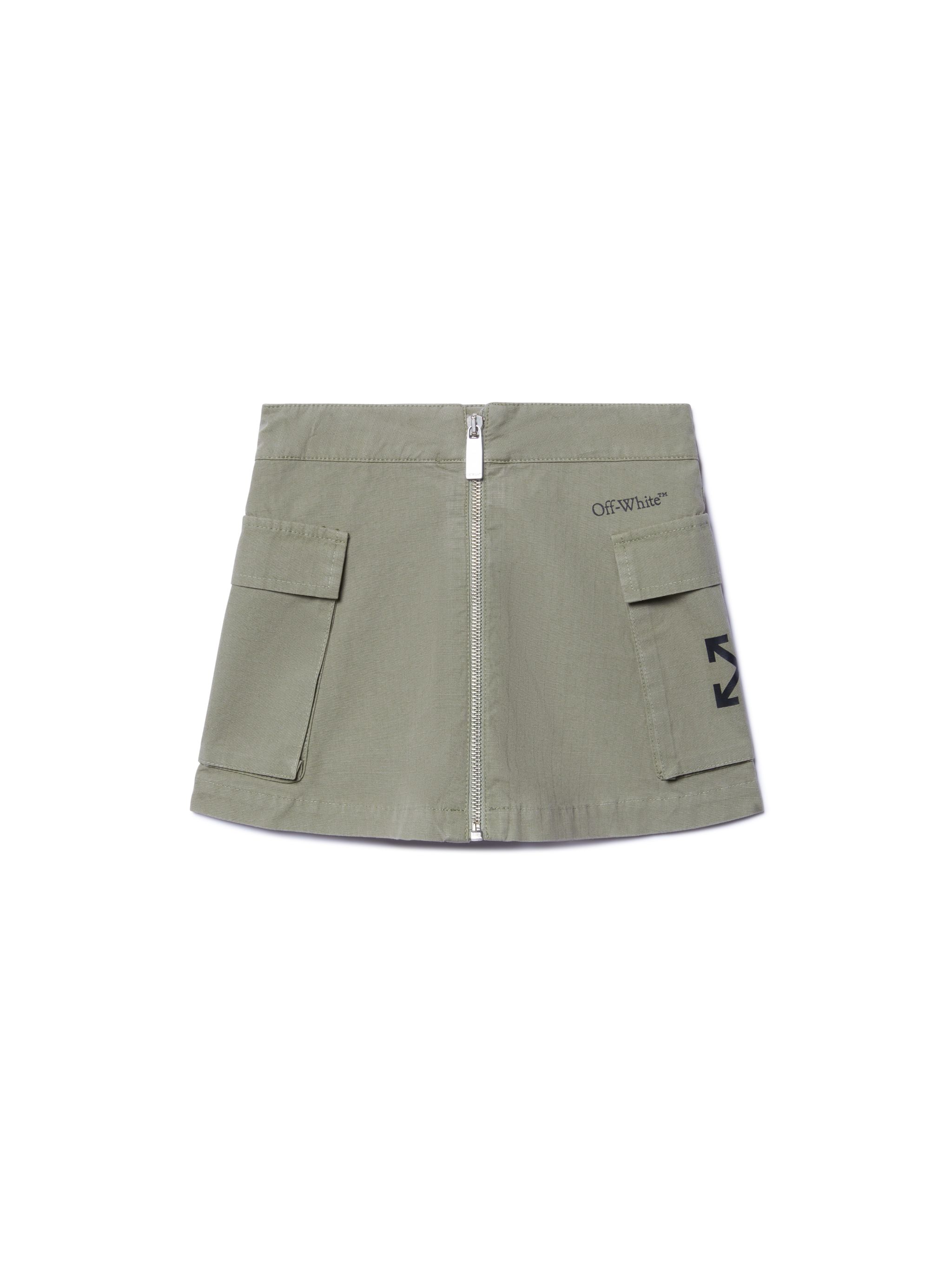 Off-white Ripsto Cargo Mini Skirt Kids In Green