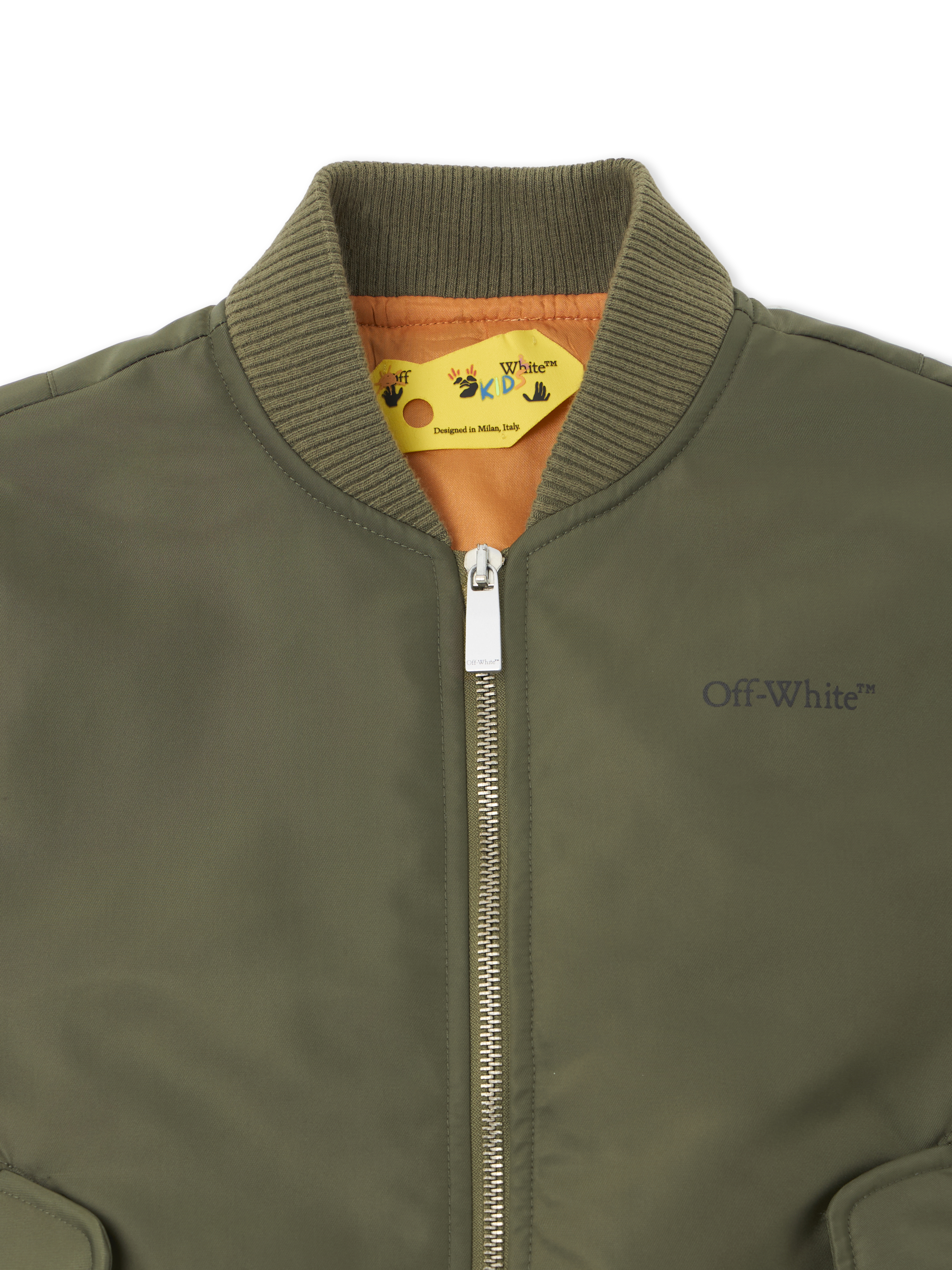  Off White Bookish Diagonal Bomber Jacket - Kids Jungen Kleidung Martini Olive 12 