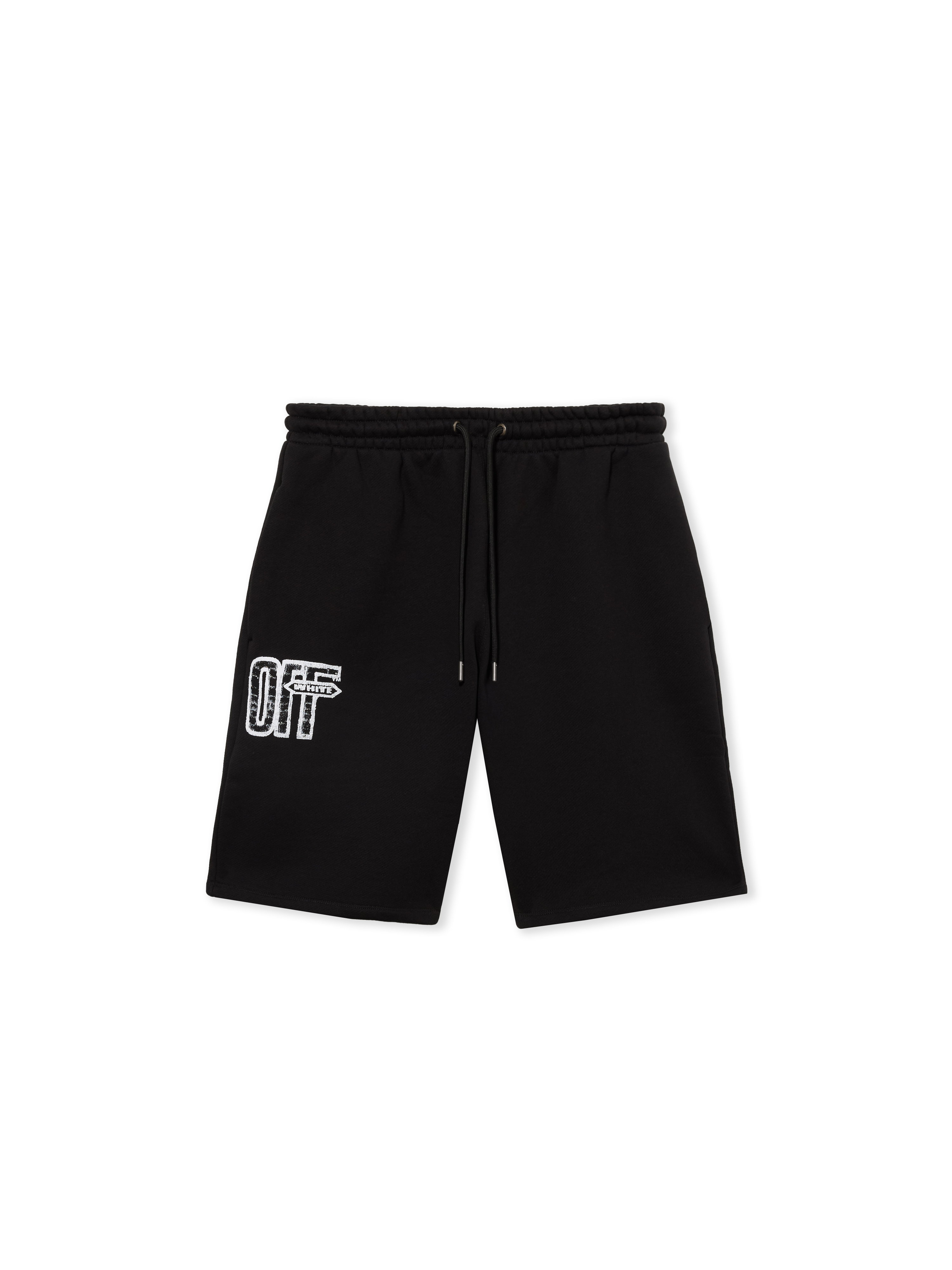 Off White Uomo Nero - Pantaloncini In Felpa Con Logo Stampato - Shorts - Xl - Immagine 2