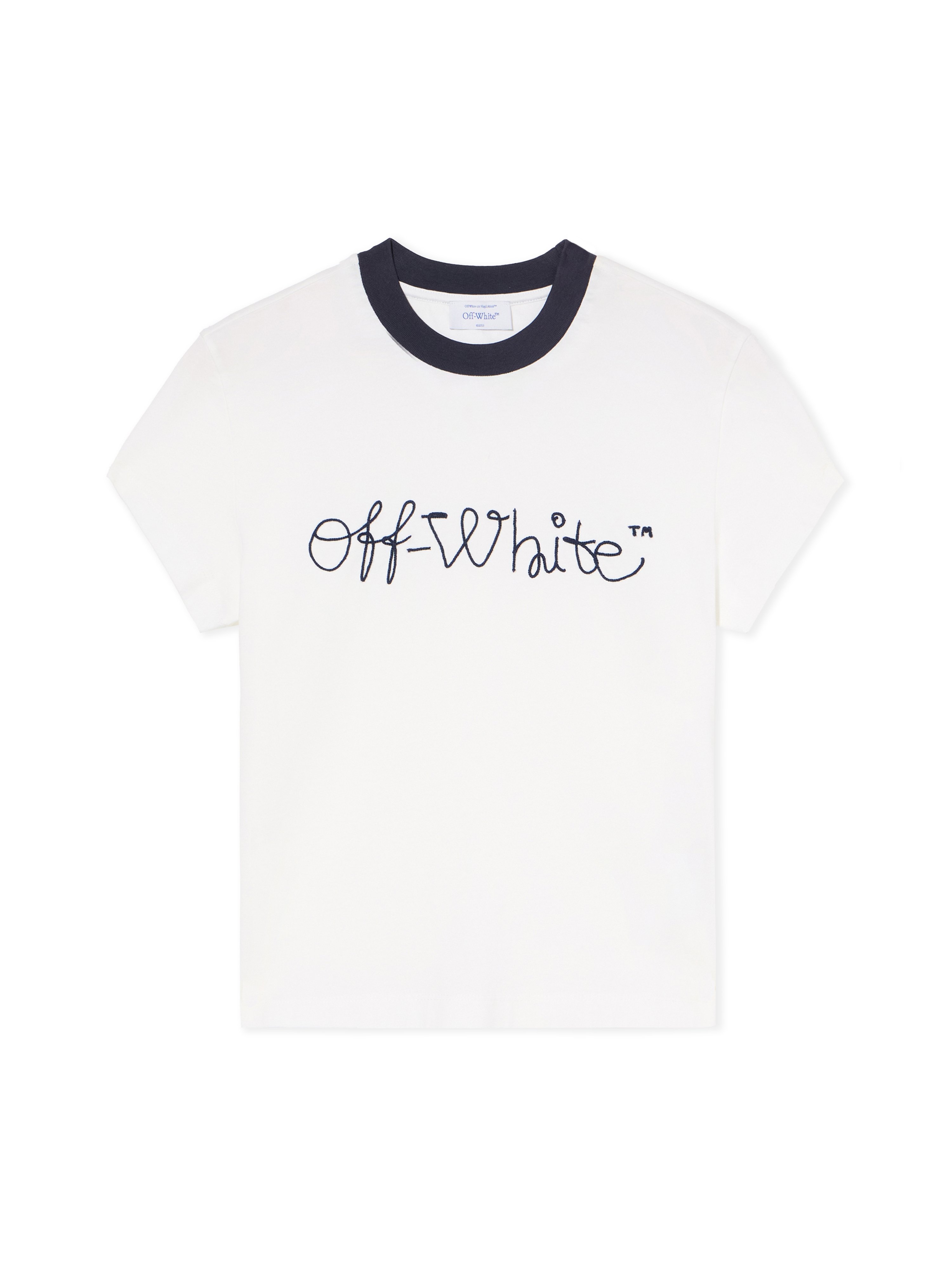 Off-white Embroidered Script Logo Fitted Logo Tee In White