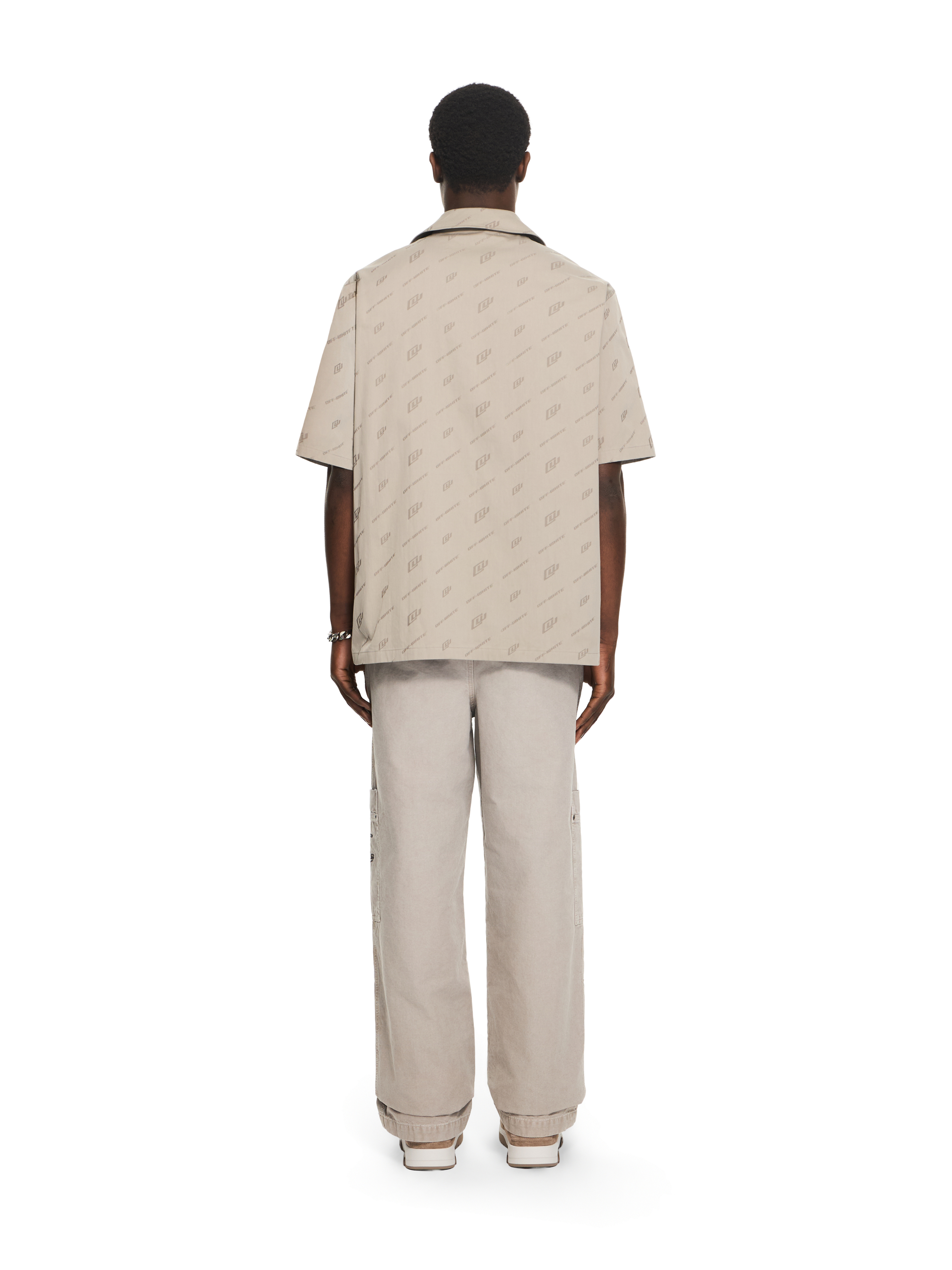 Off-white Monogram-print Short-sleeved Shirt In Brown