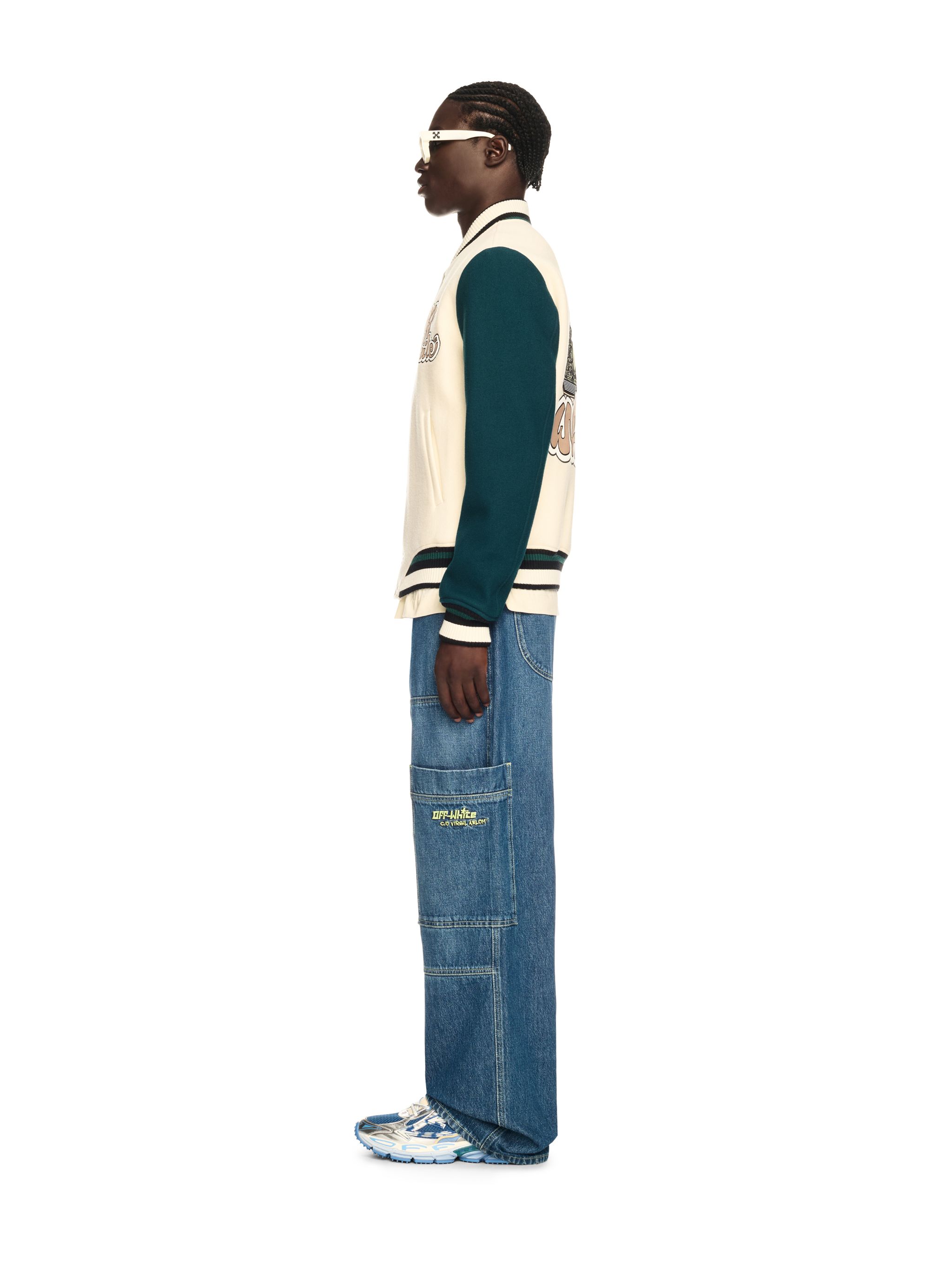  Off White White Cash Varsity Jacket - Male Sale Check White 48 