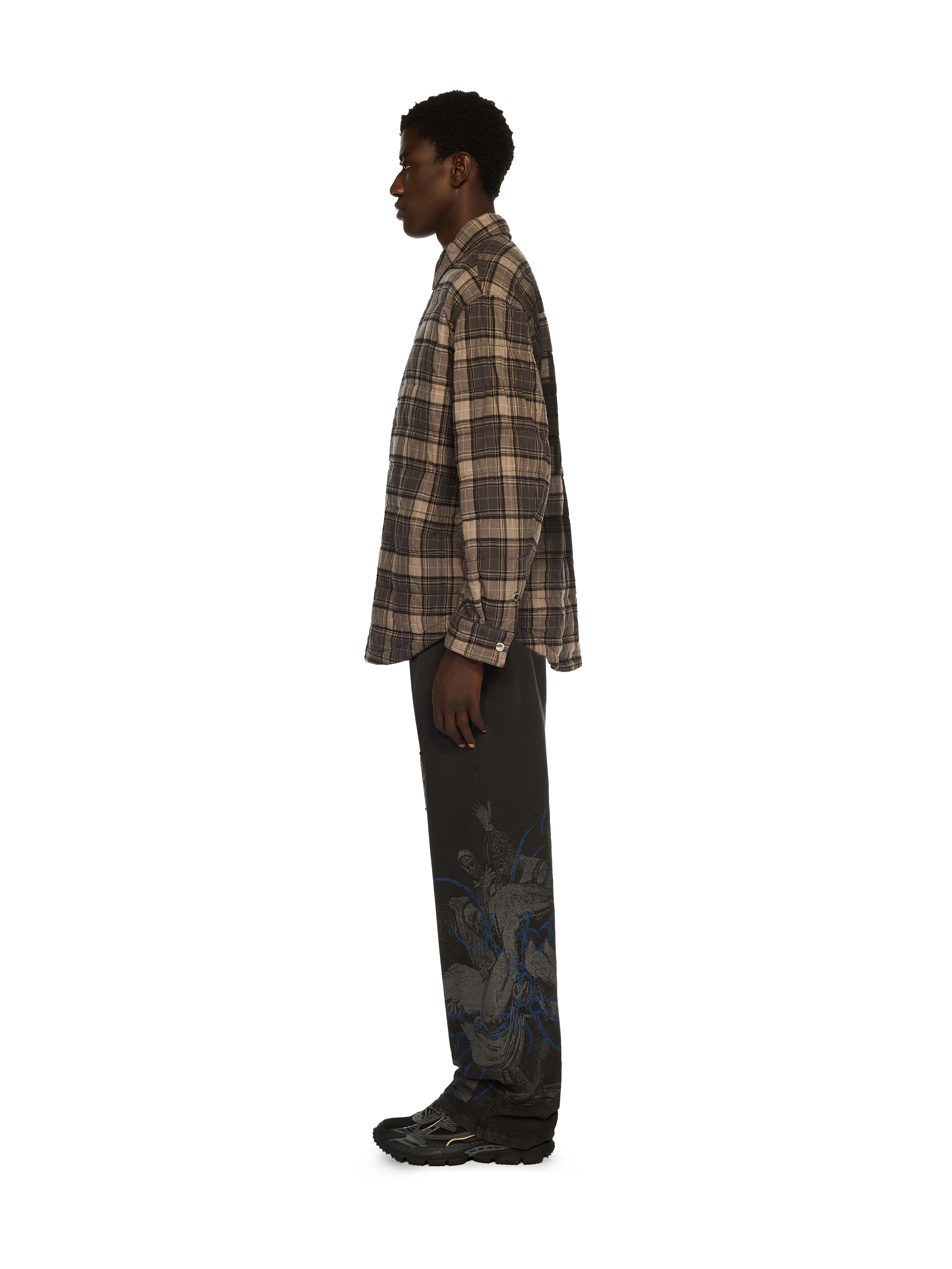  Off White Spray Arrow Check Padded Overshirt - Male  Dark Grey - Black 44 