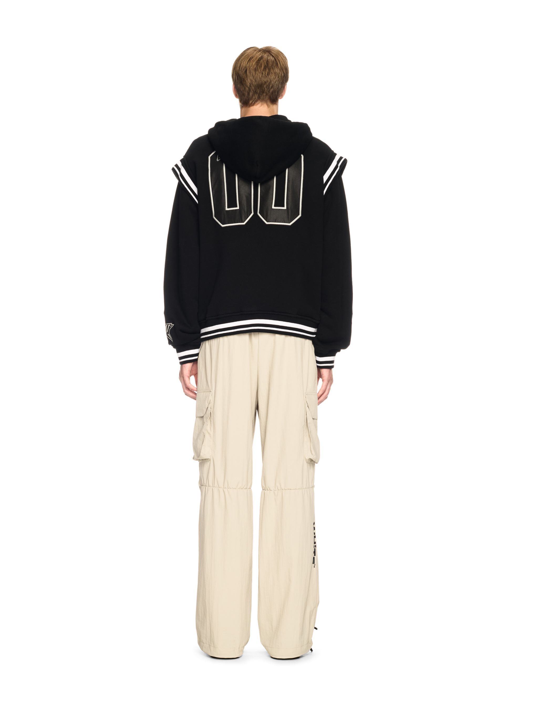 Off-white Black Varsity Sweatshirt With Press-stud Fastening And Bold Lettering In Black