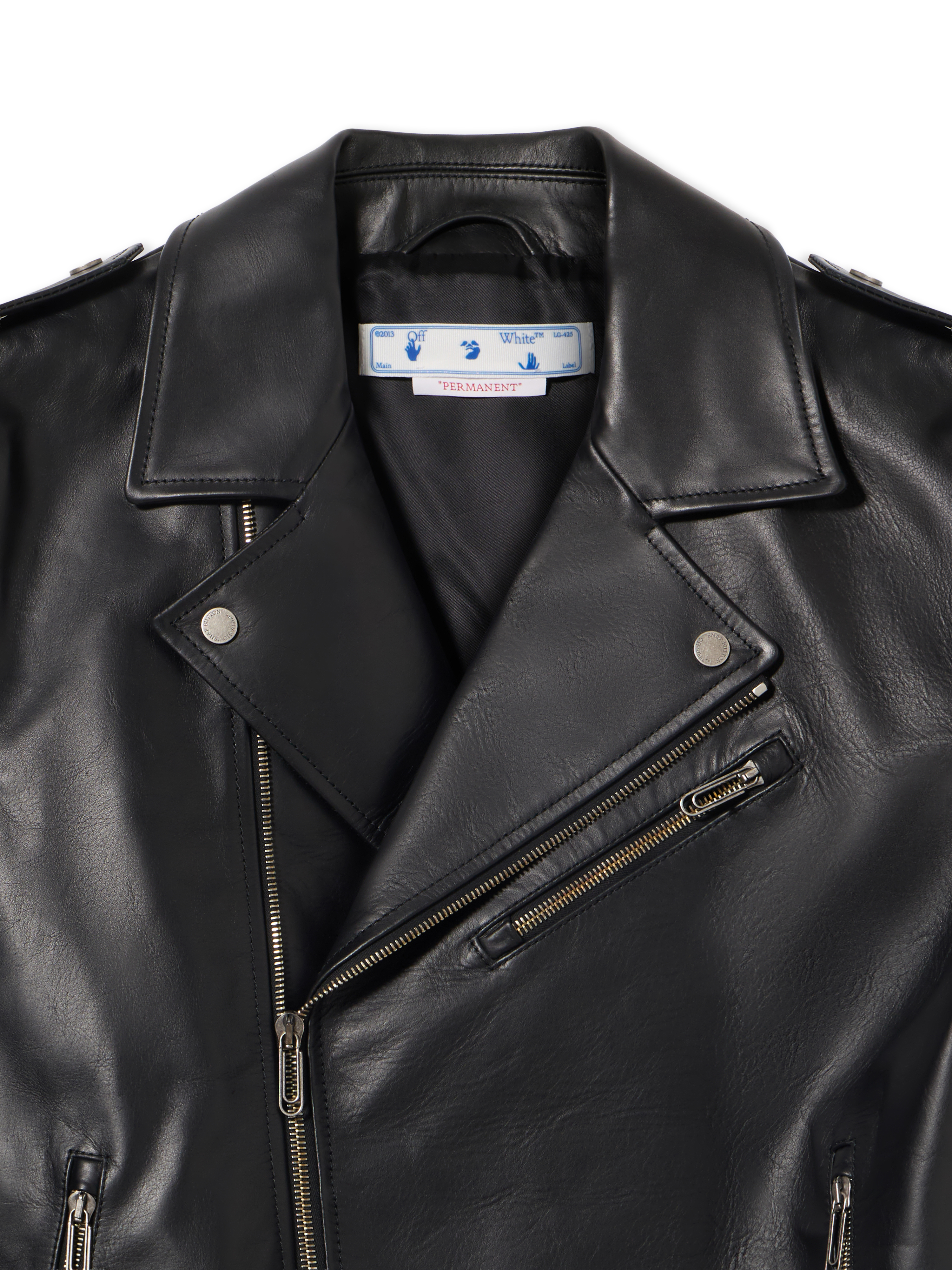  Off White Diag Tab Biker - Male  Black White L 