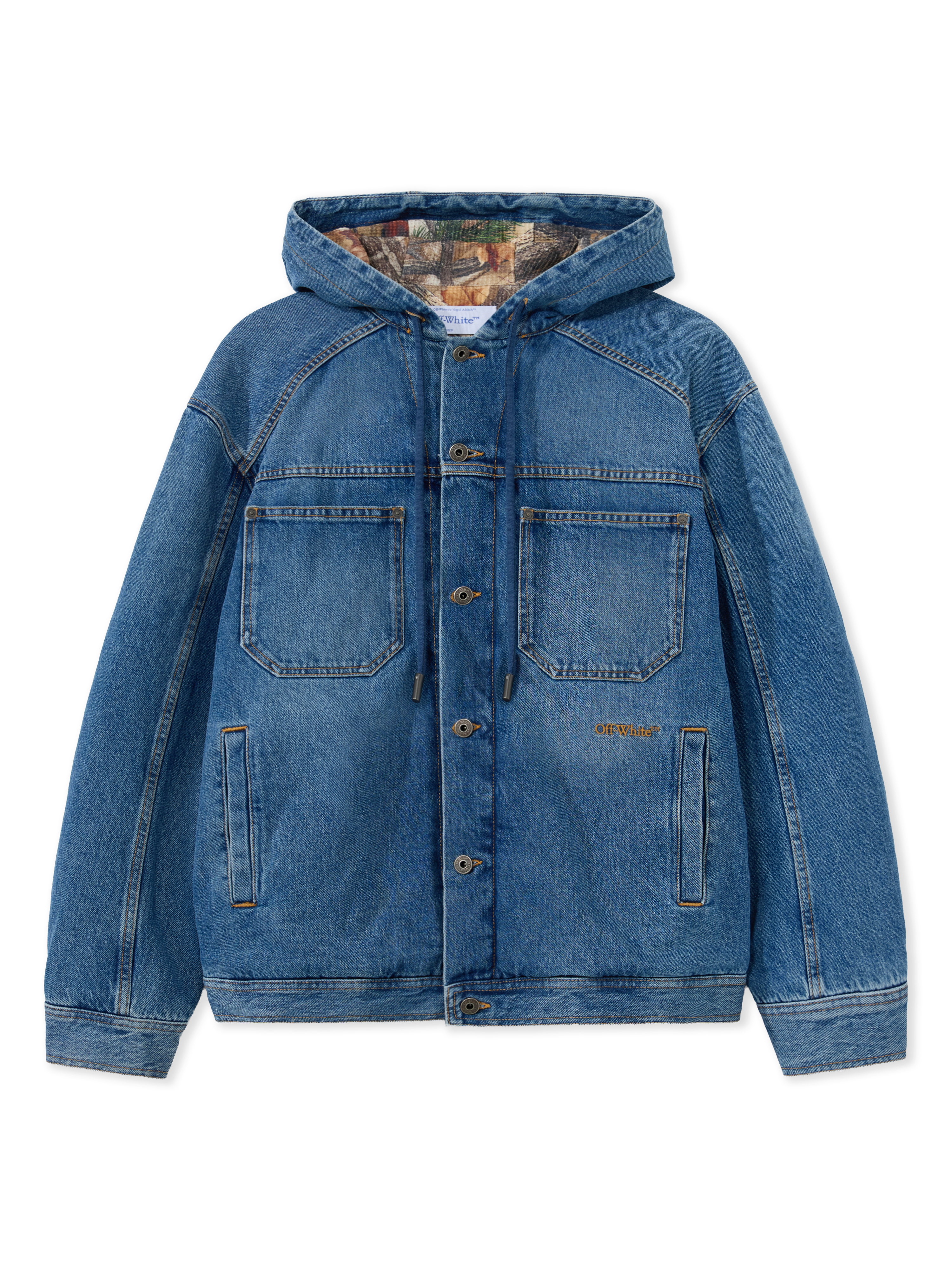 Off White Uomo Light Medium Blue Giacca In Denim Imbottita Bookish - Capispalla M