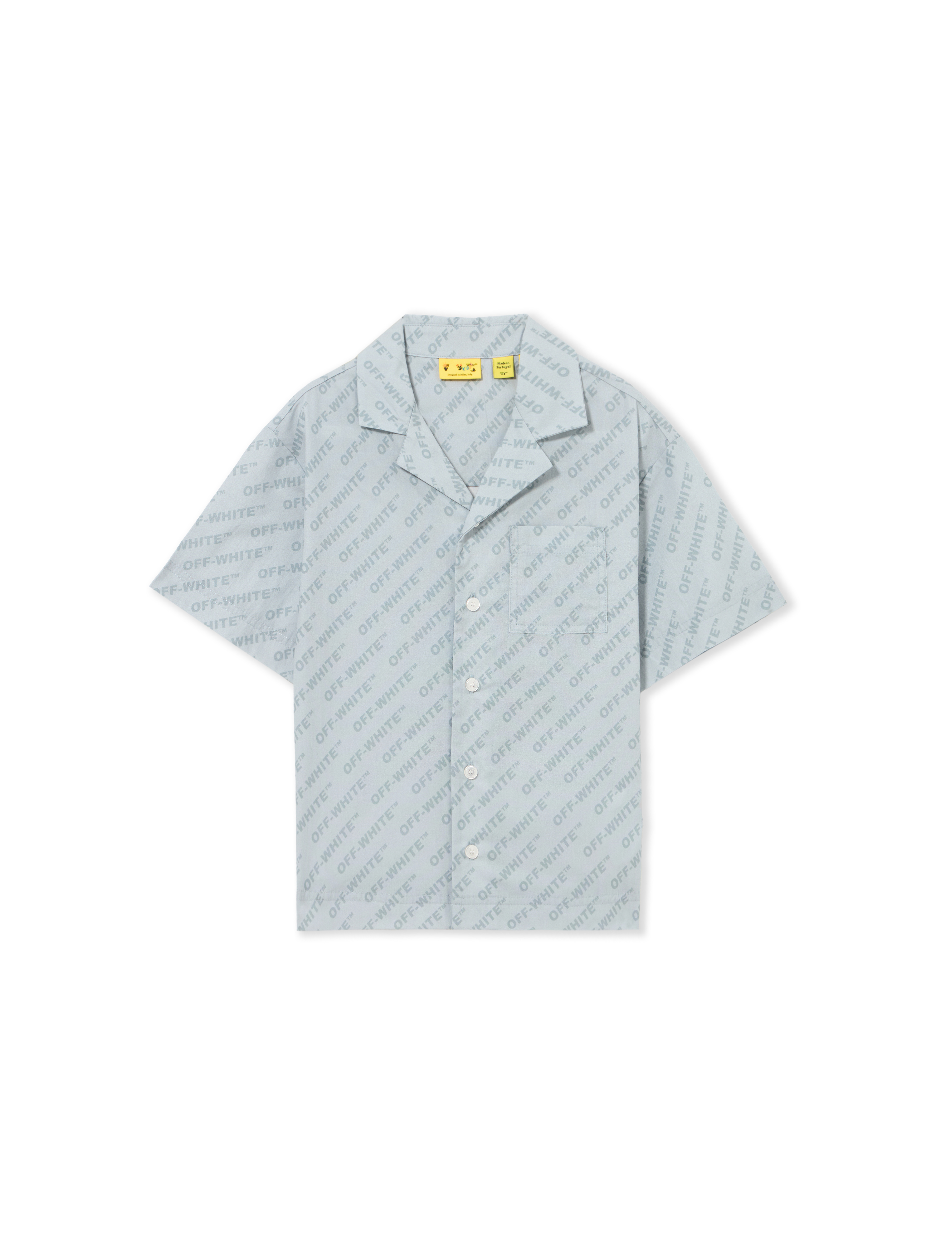  Off White Logo All-over Bowling Shirt - Kids Jungen Kleidung Dusty Blue 8 