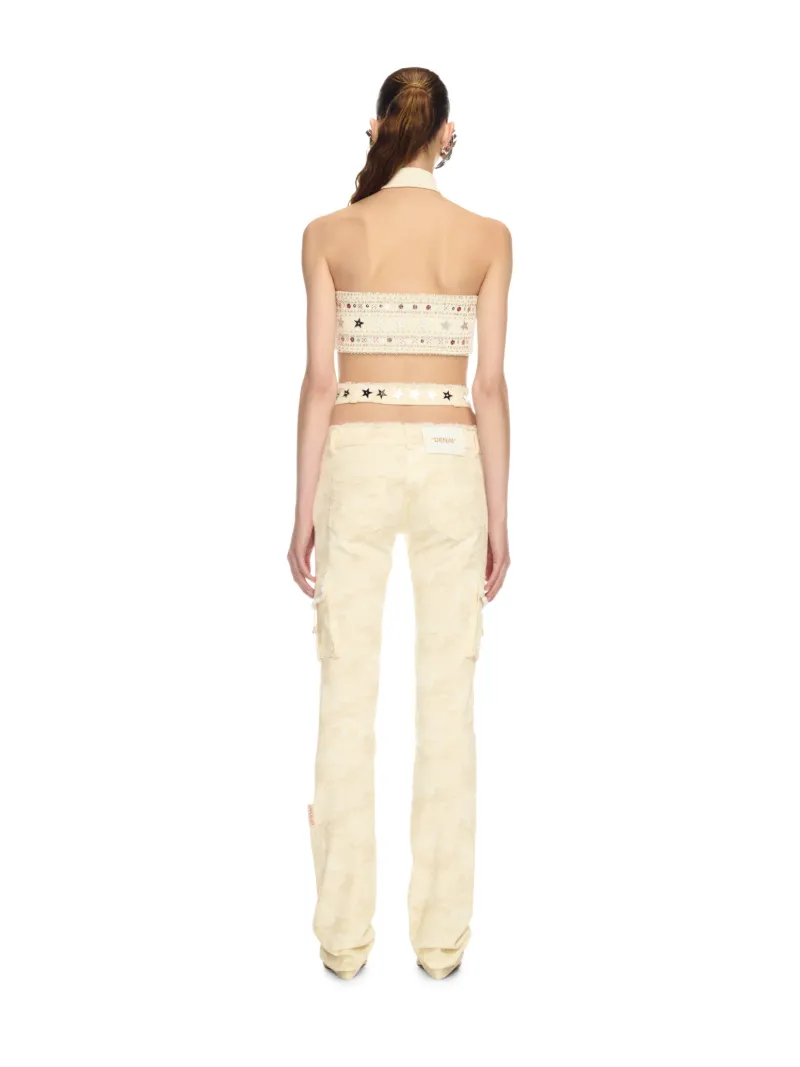 Off-white Cream Camo Cross-over Belt Pants