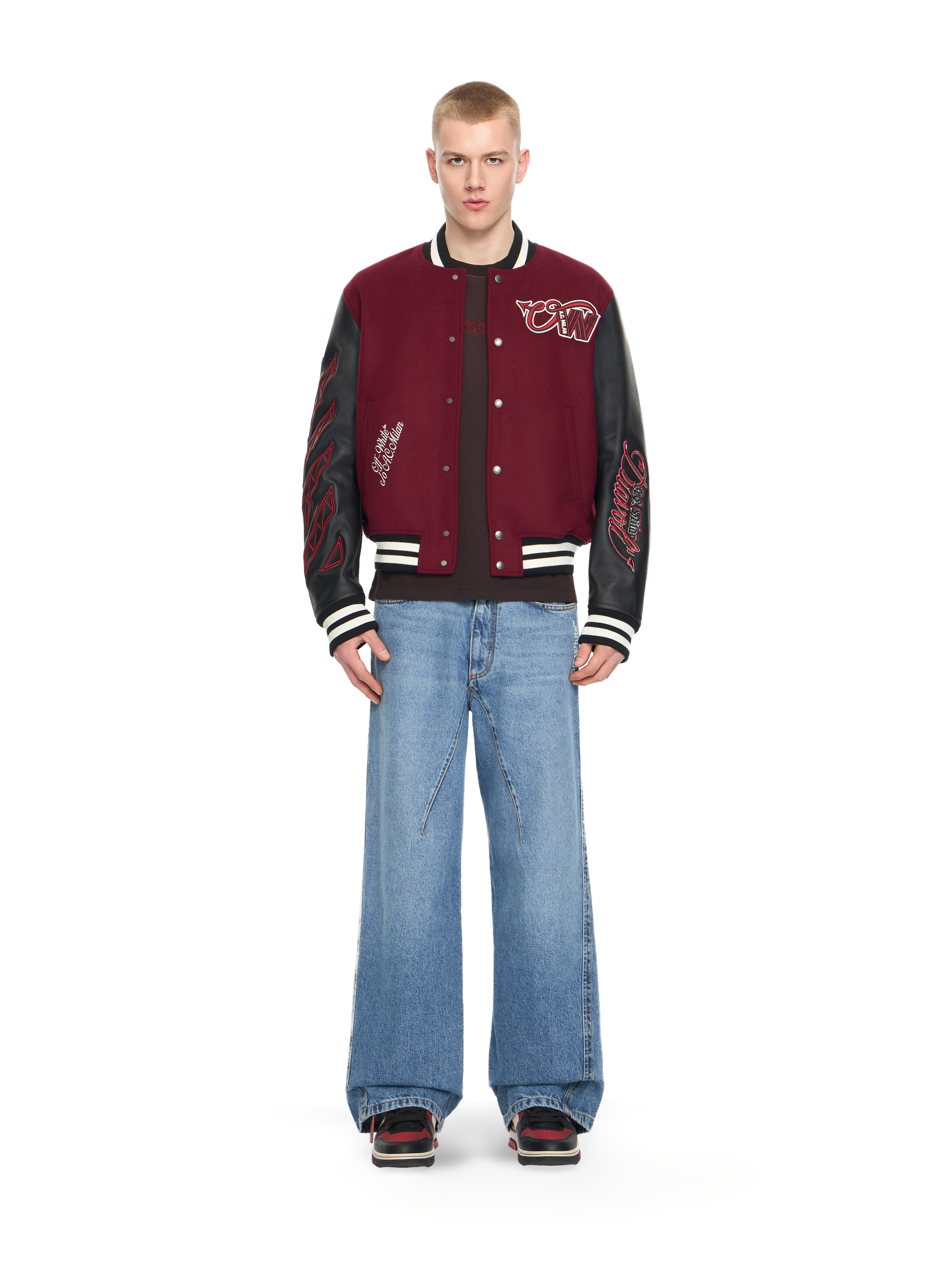  Off White Off-white™ C/o Ac Milan Varsity Jacket - Male Oberbekleidung Black Red S 