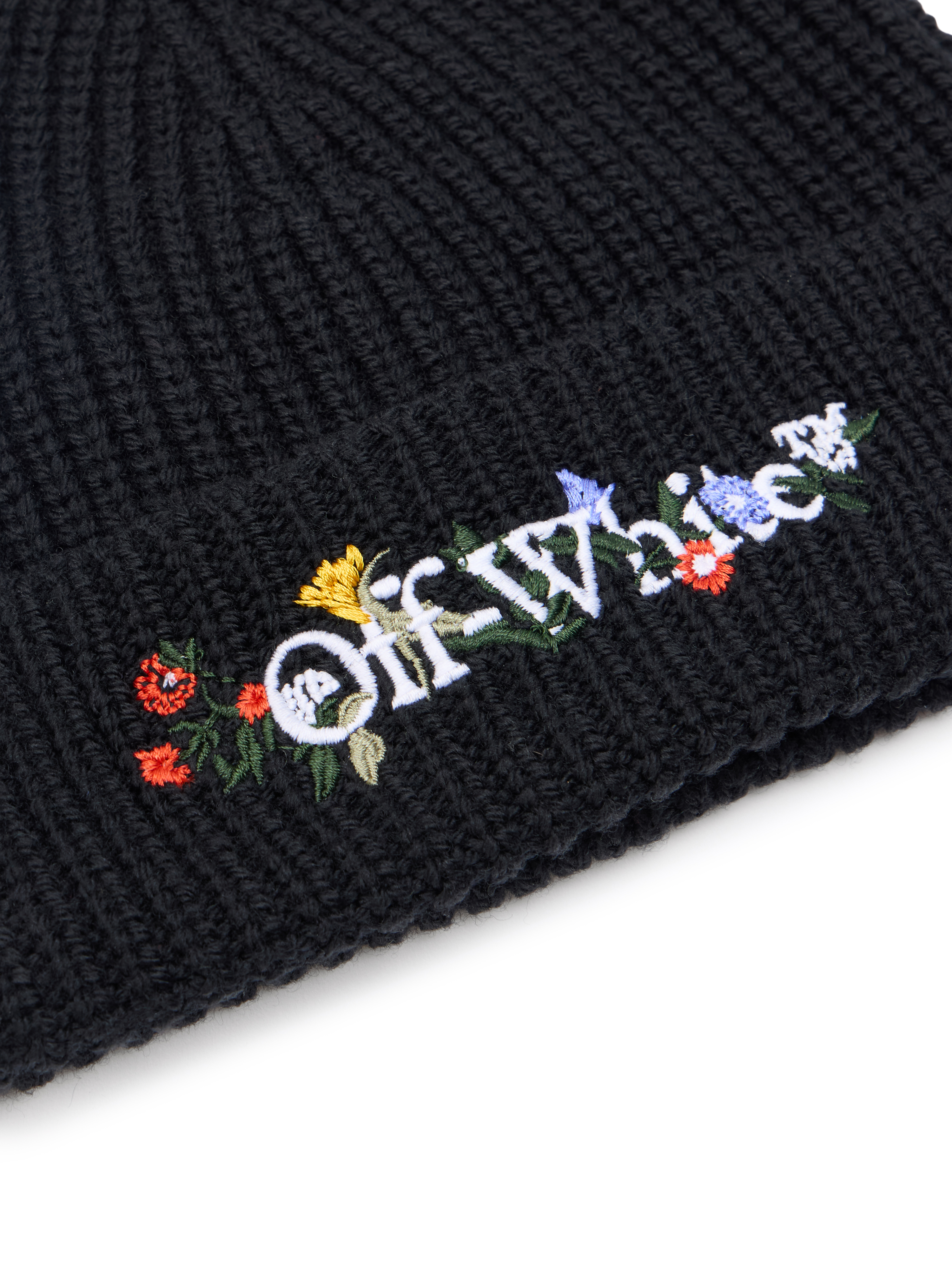 Off-white Black Logo Beanie Hat In Black