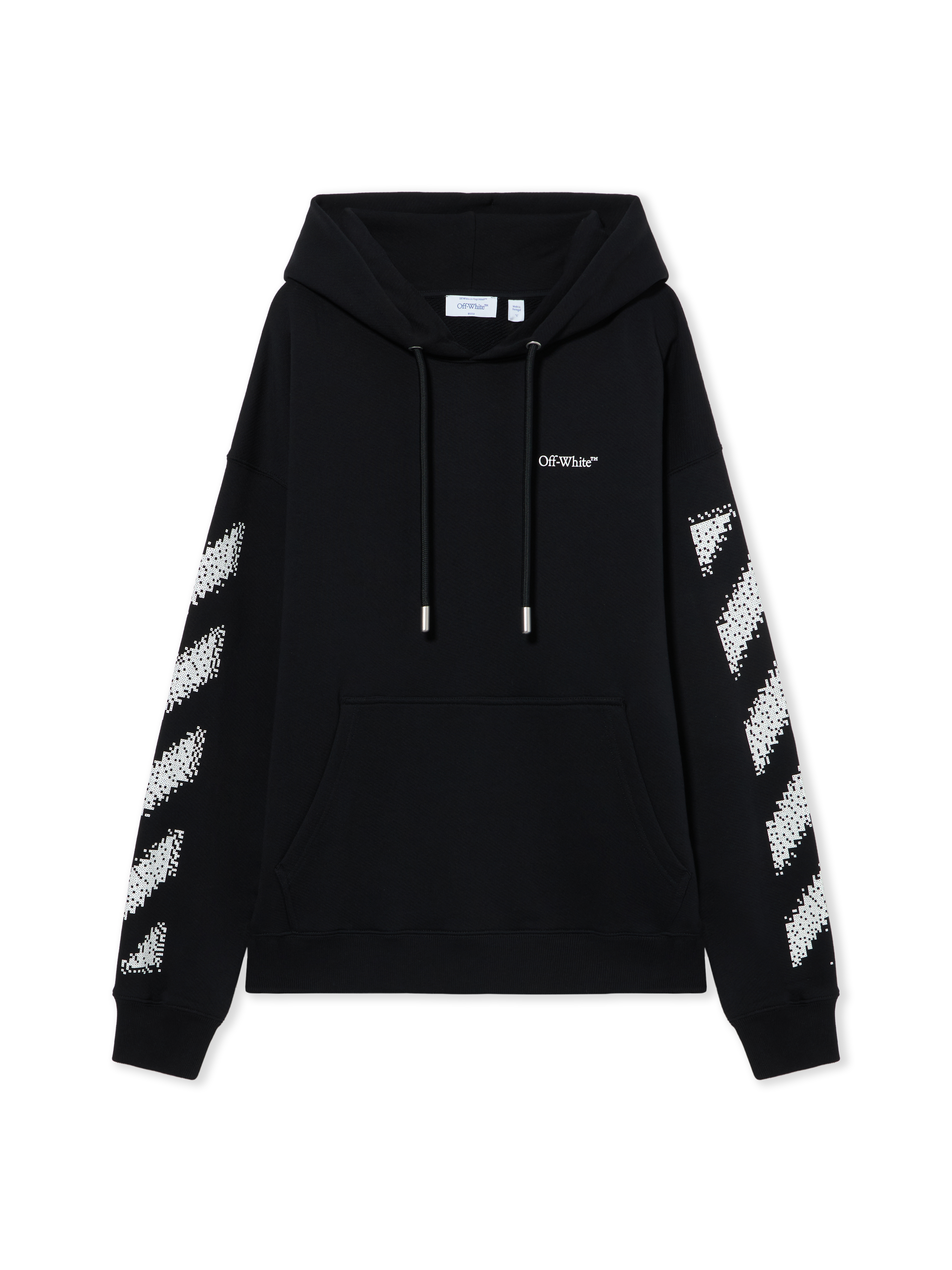 Off White Men's Black-White Pixel Diagonal Skate Hoodie - Sweatshirts Xl