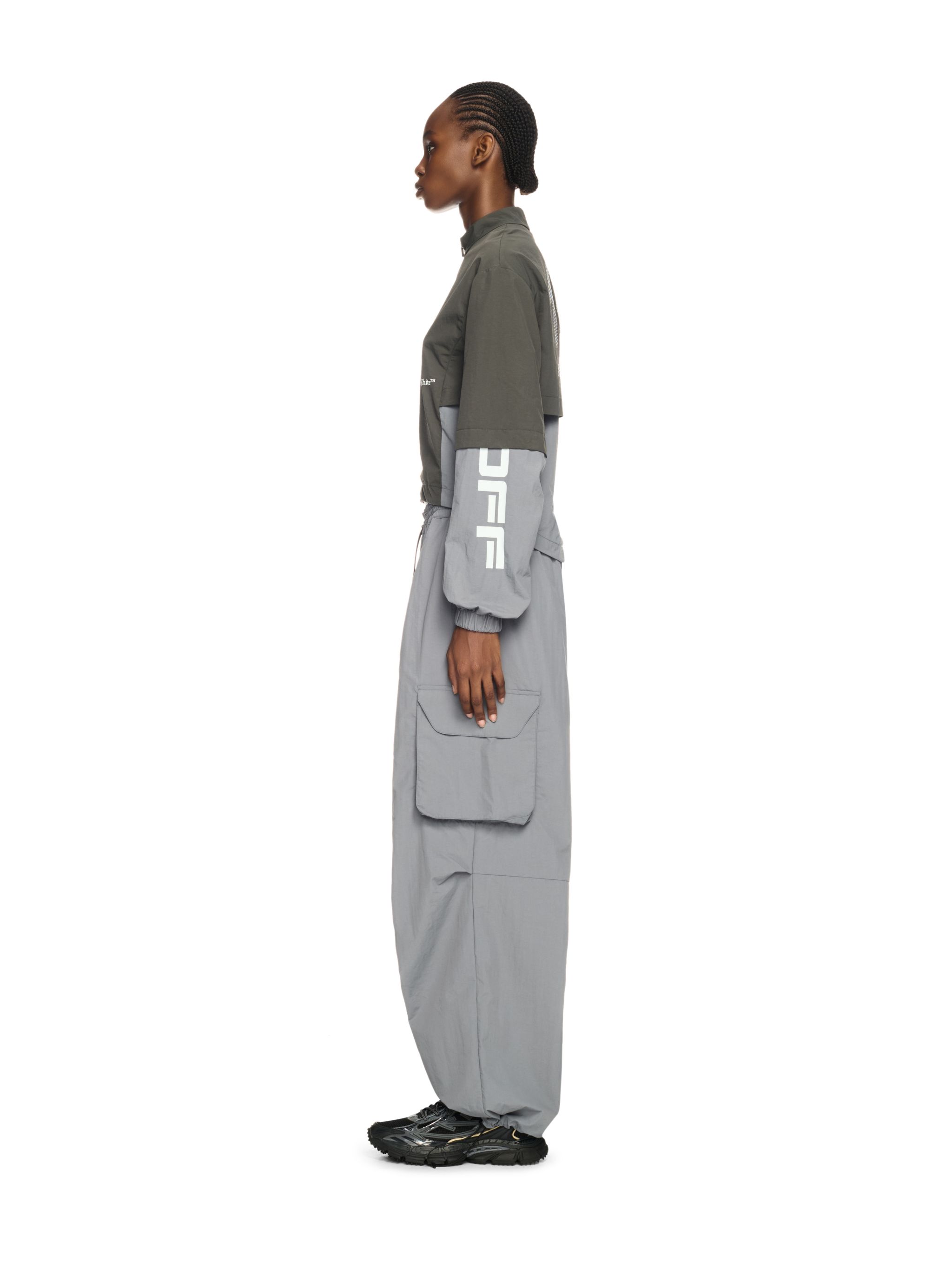  Off White Dark Gray Off Parachute Pants - Female  Grey 38 