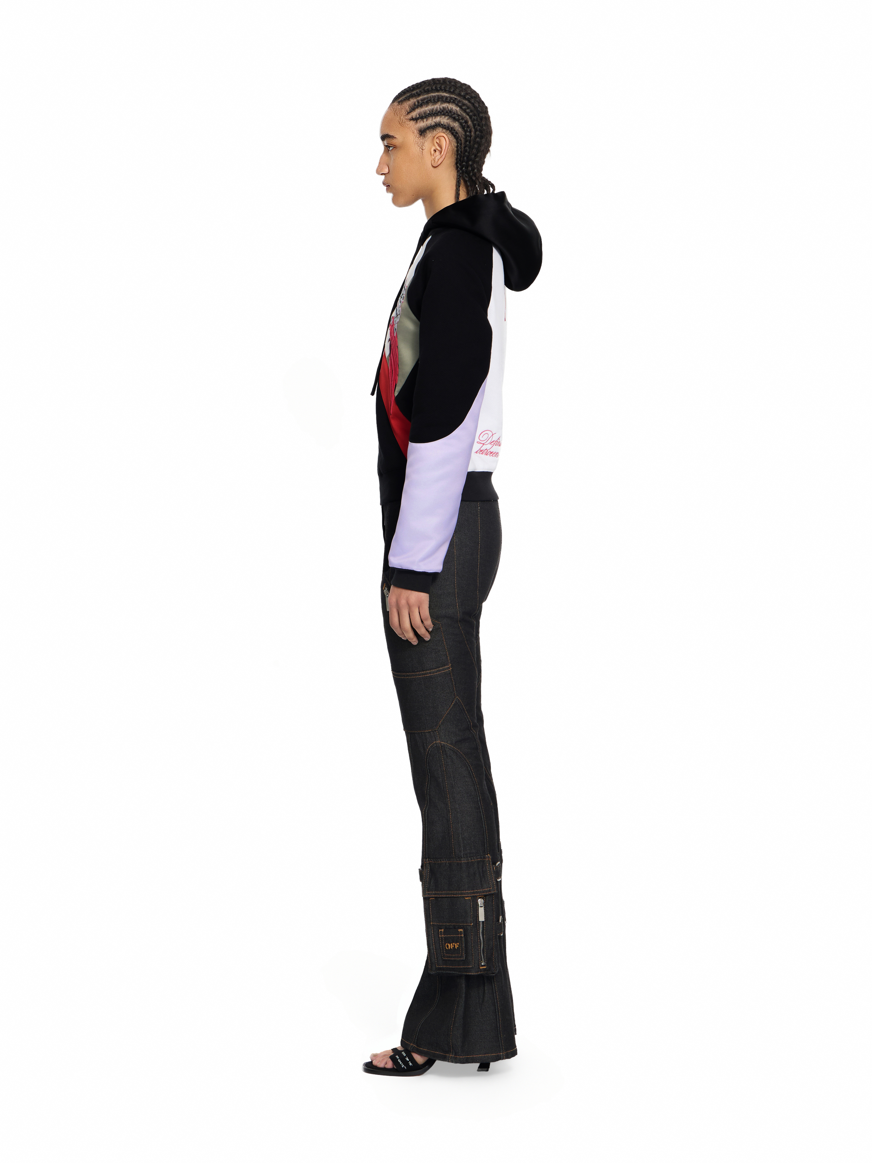  Off White Double Eagle Color Block Hoodie - Female Pullover Black Barbados Cherry S 