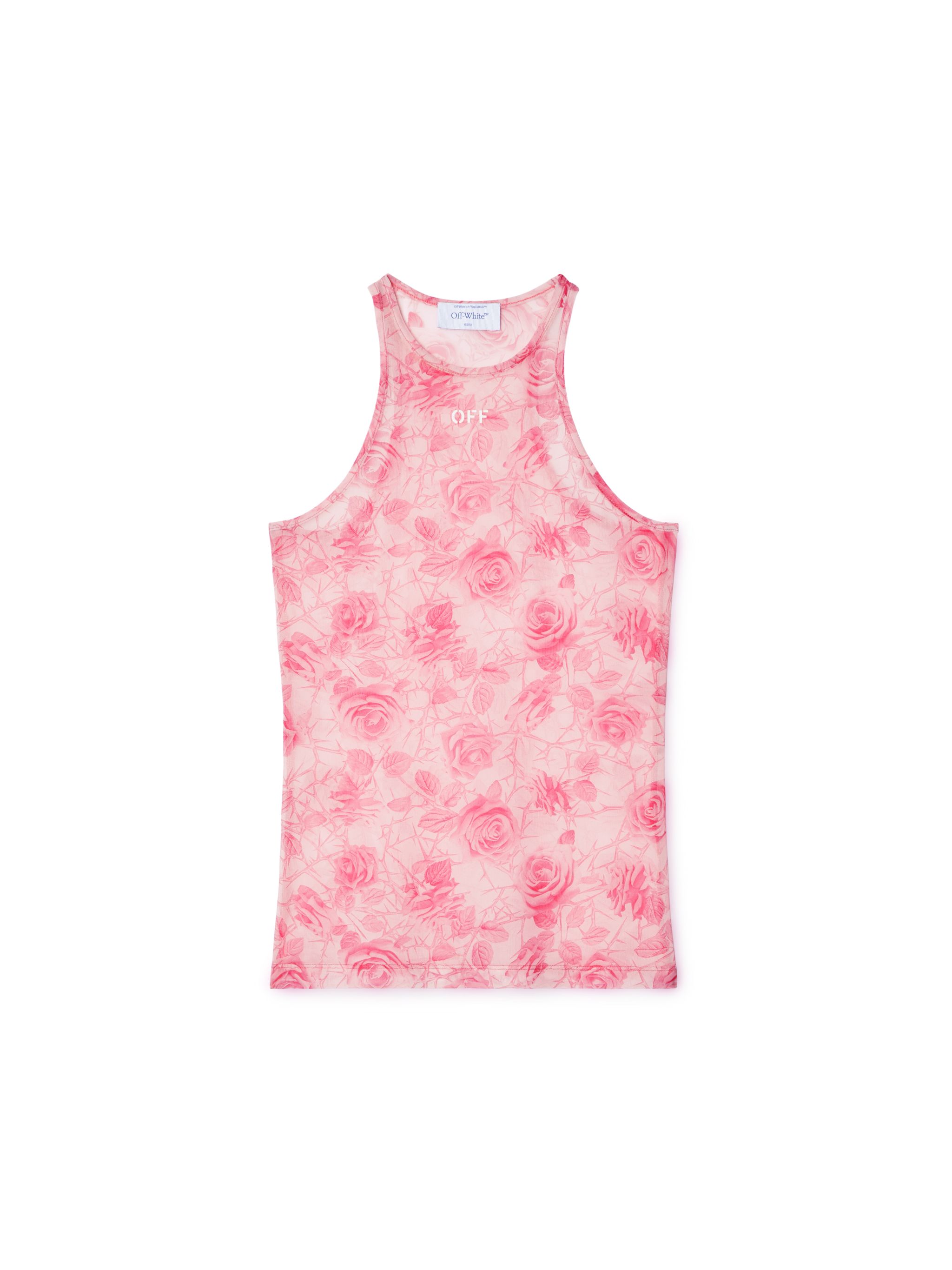 Off-white Off Stamp Roses Mesh Racer To Powder Pin In Pink