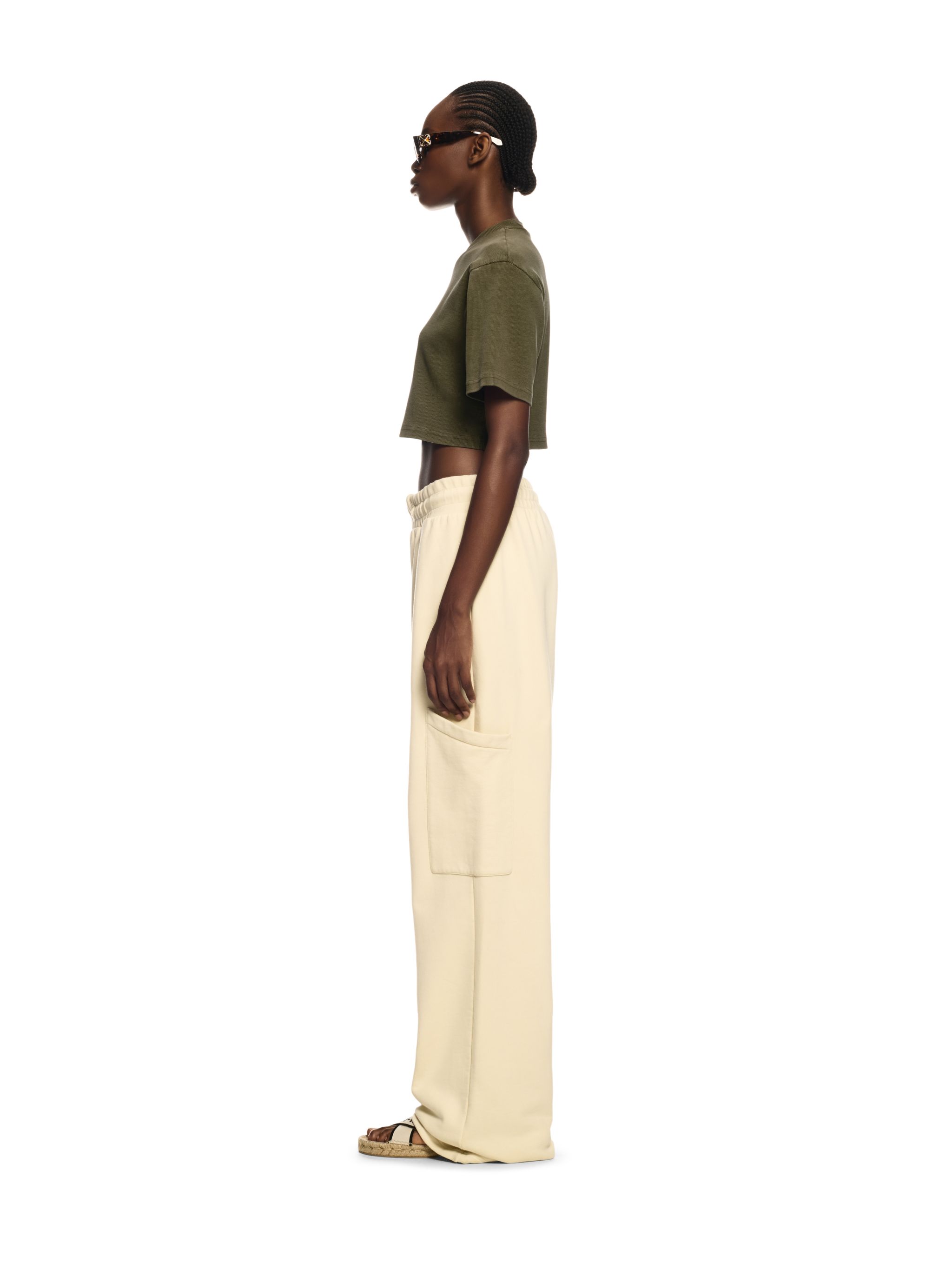 Off-white Green Stamp Cropped T-shirt In Green
