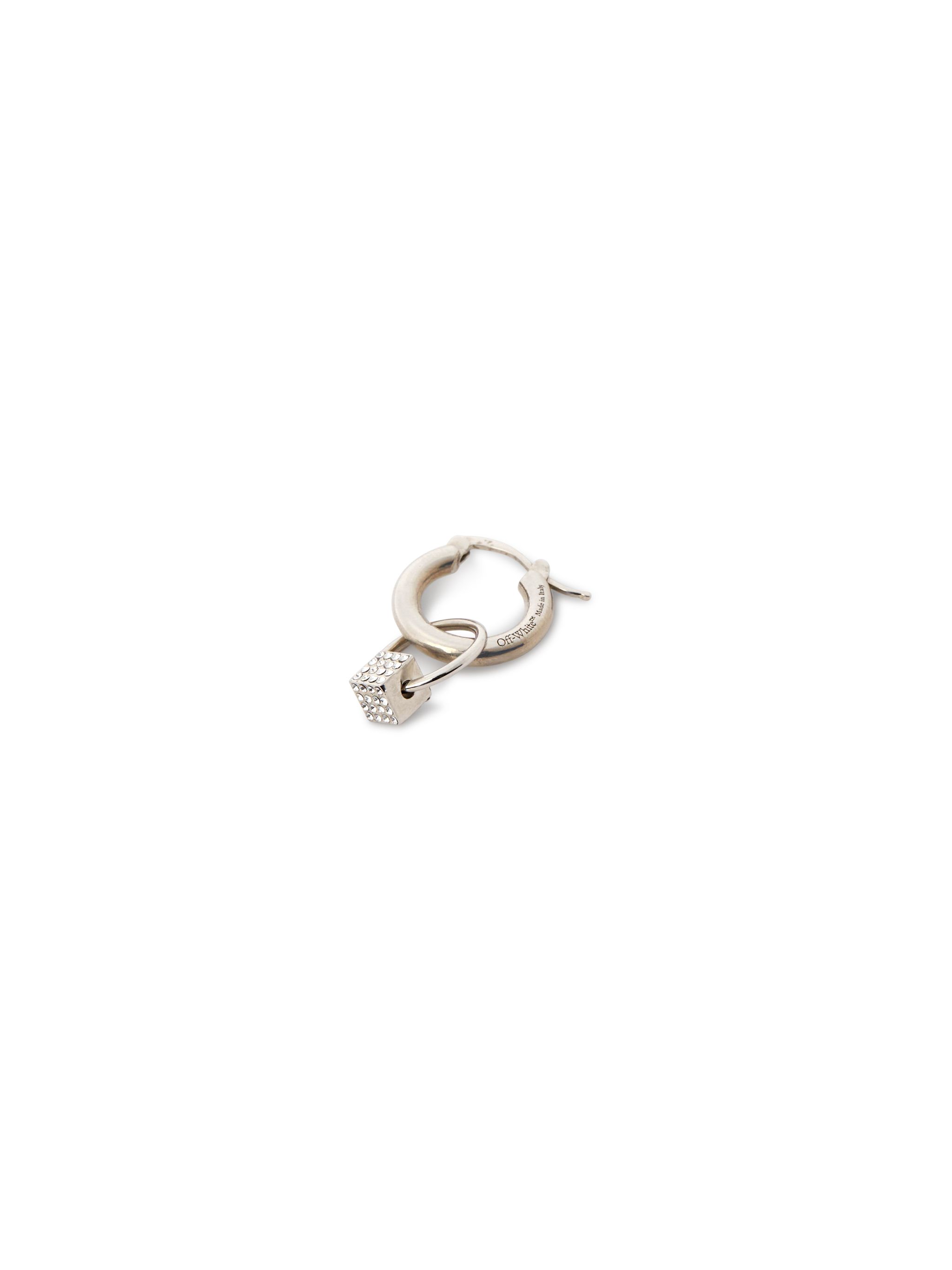 Off-white Mini Dice Single Hoop Earring In Silver