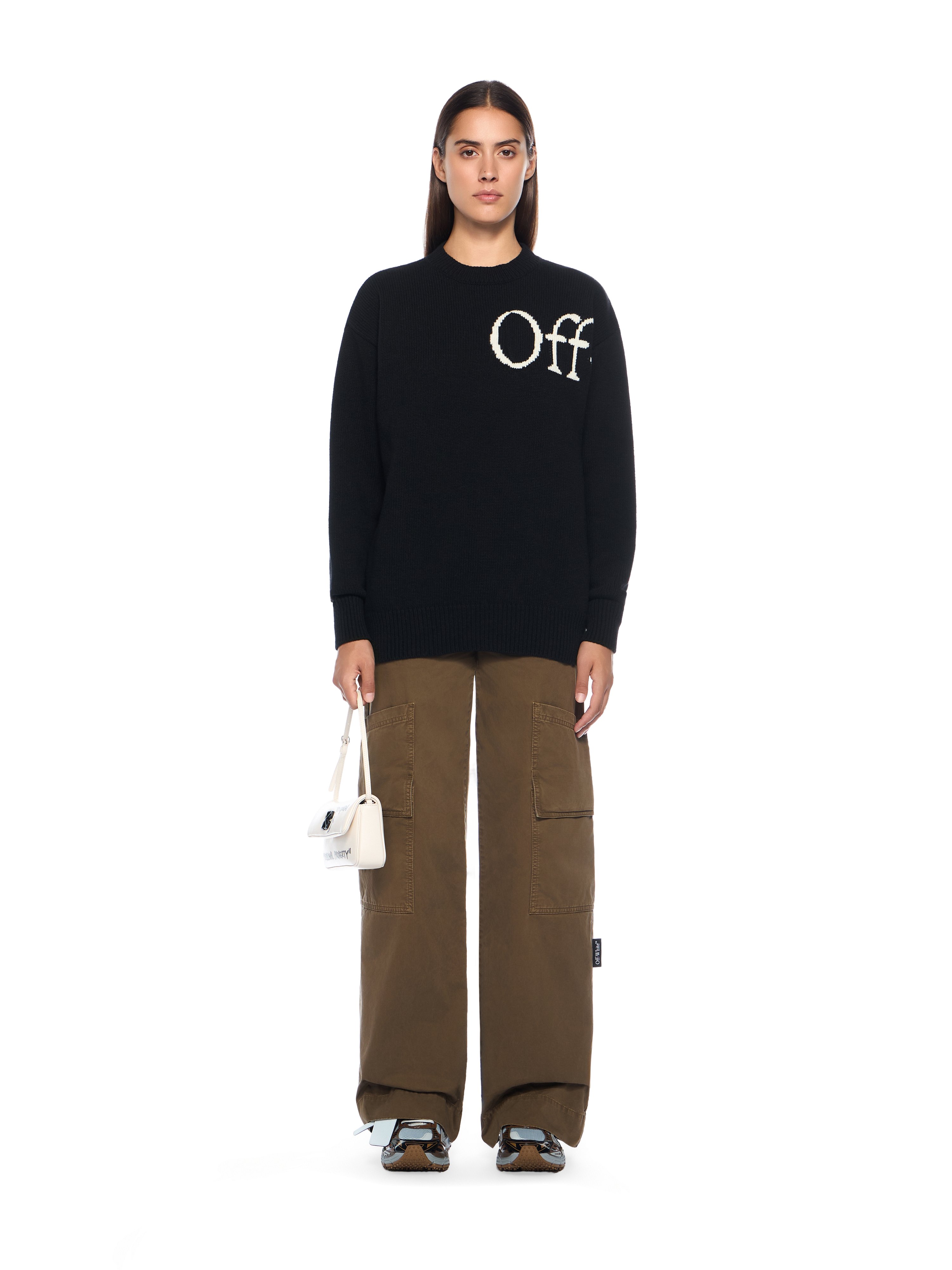  Off White Bookish Logo Knit Sweater - Female  Black - White S 