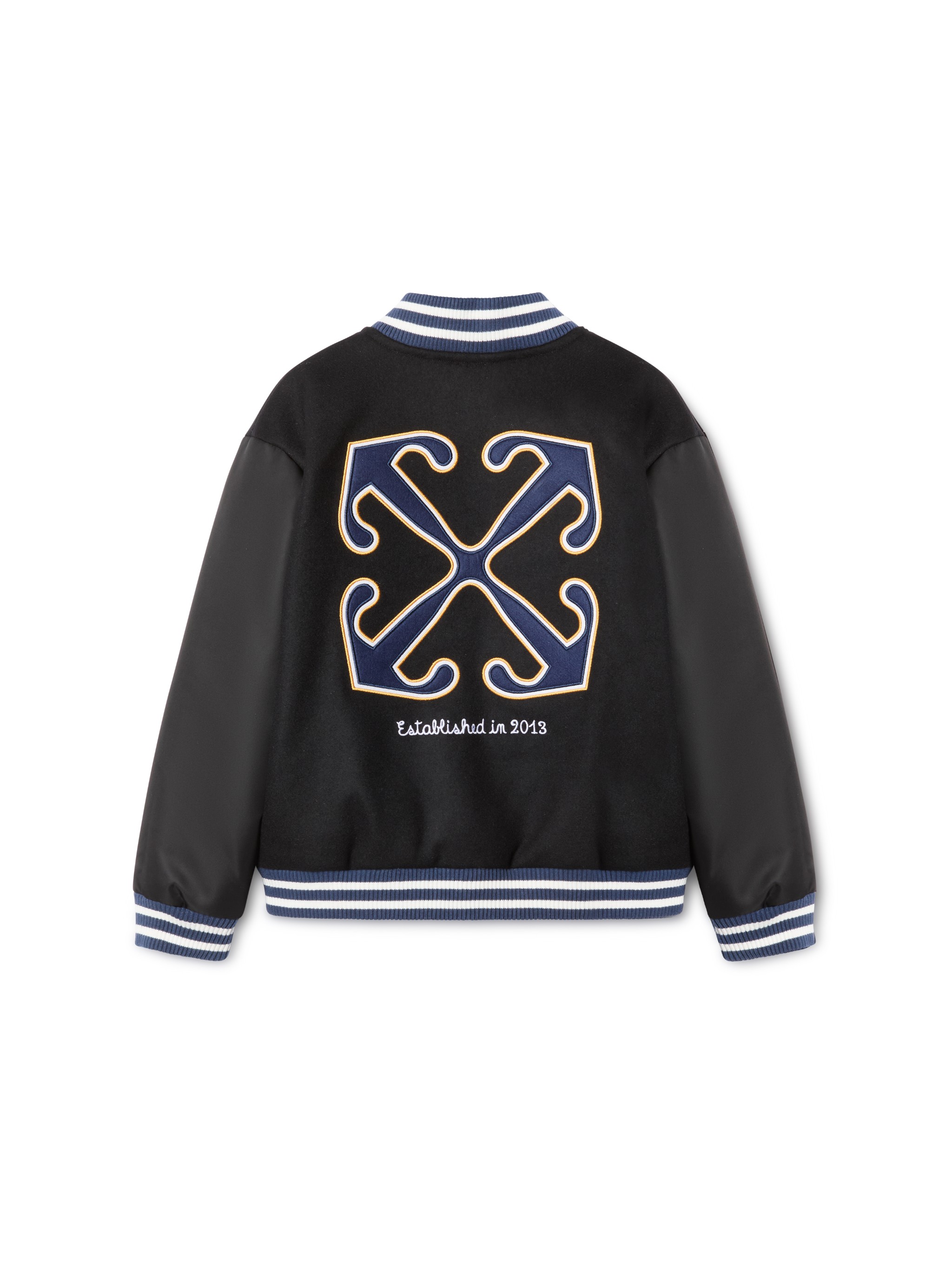 Off-white Ow Patch Varsity Jacket In Black
