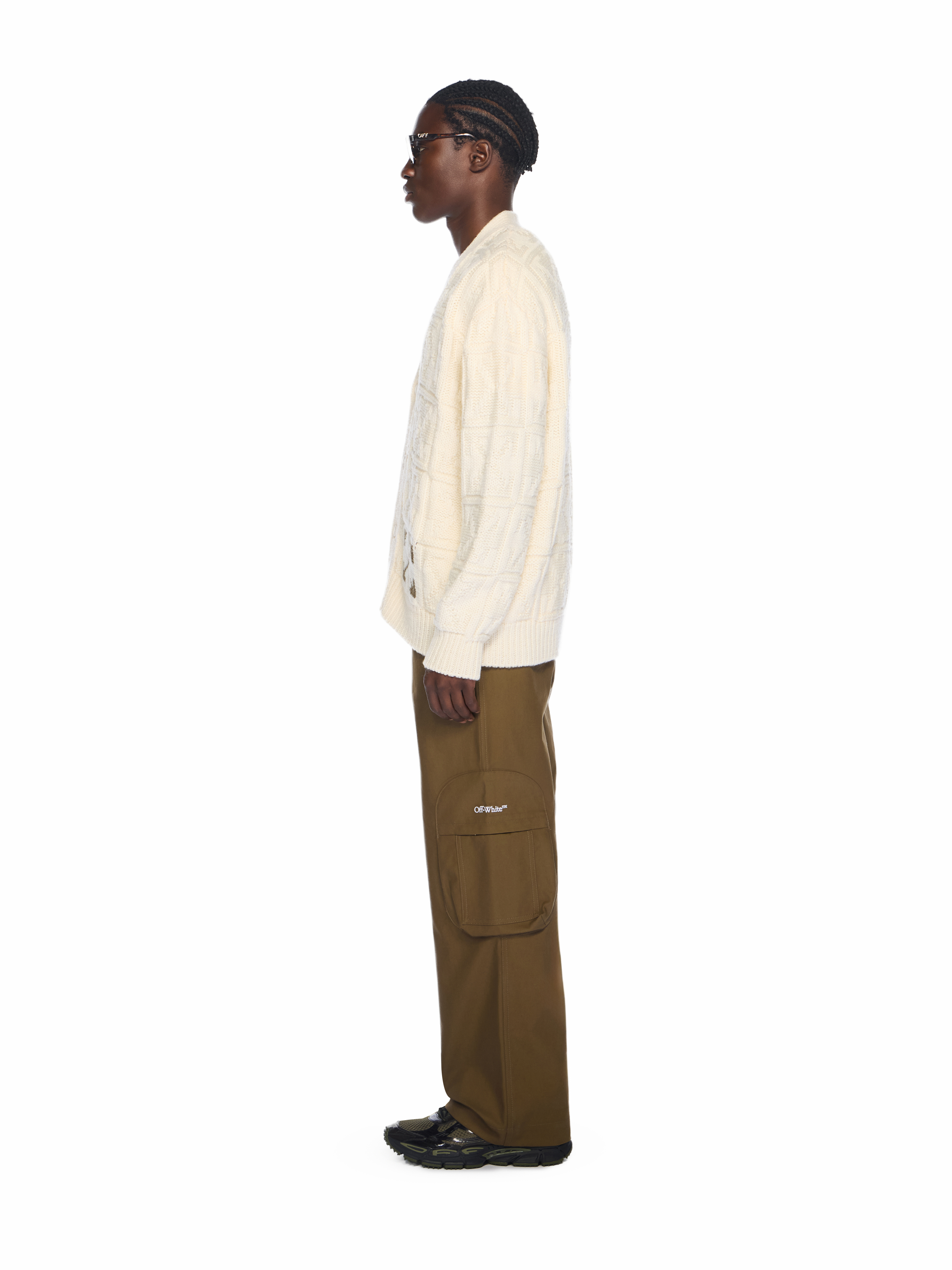  Off White Arrow 3d Stitch Cardigan - Male  Cream - Beech S 