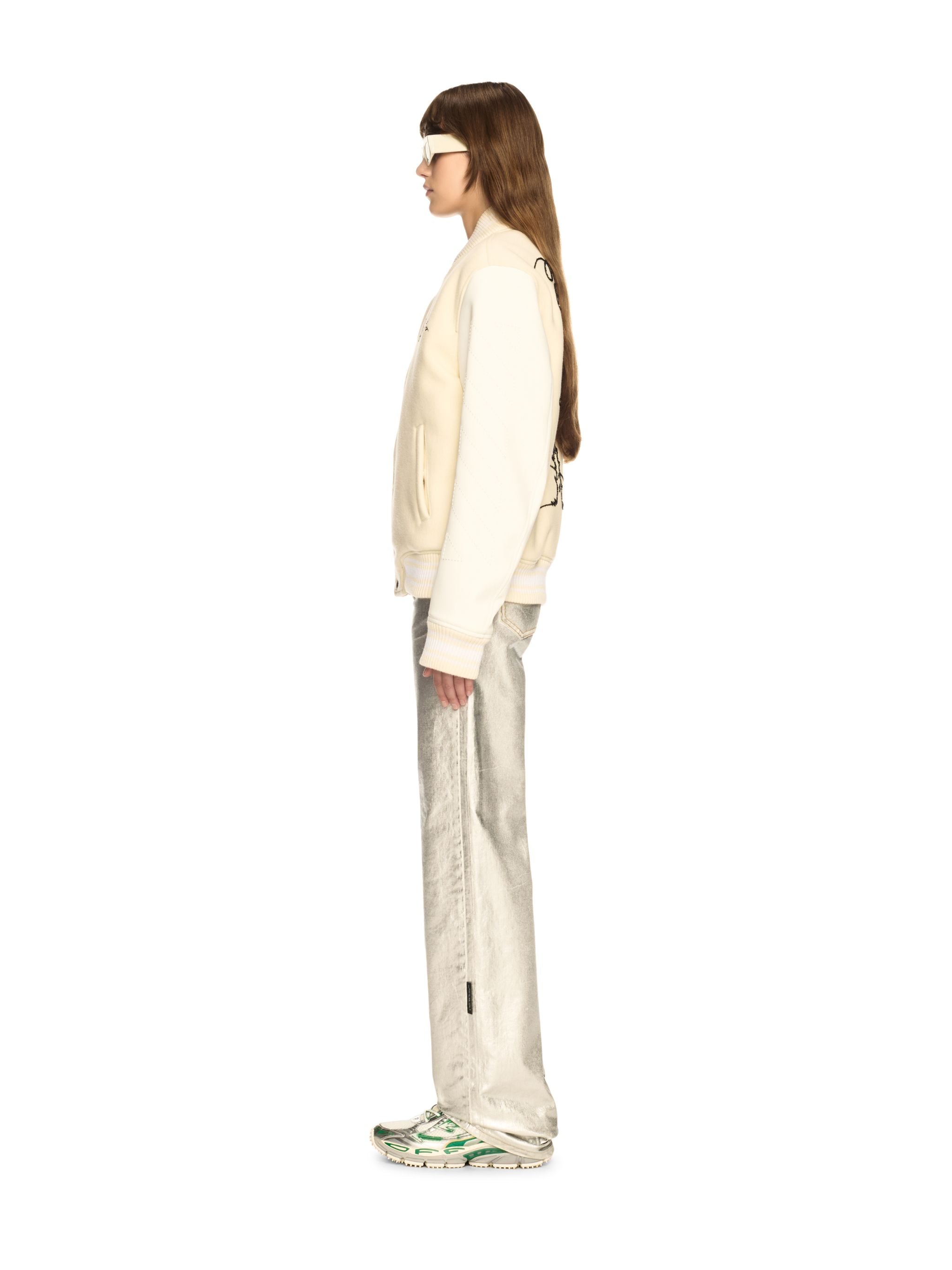  Off White White Rose Valley Varsity Jacket - Female  Neutrals 38 
