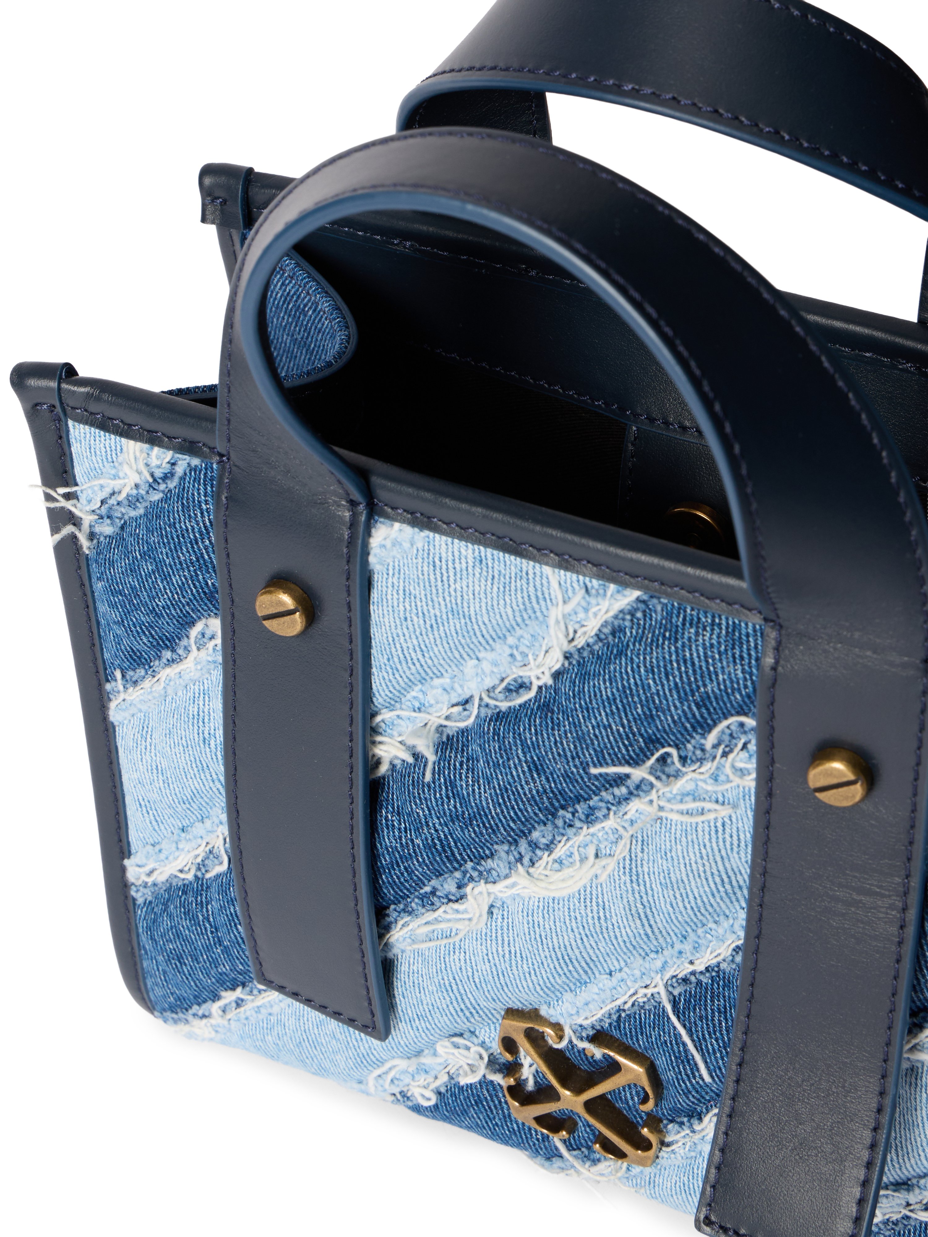 Off-white Quilting Raw Denim Tote Bag In Blue
