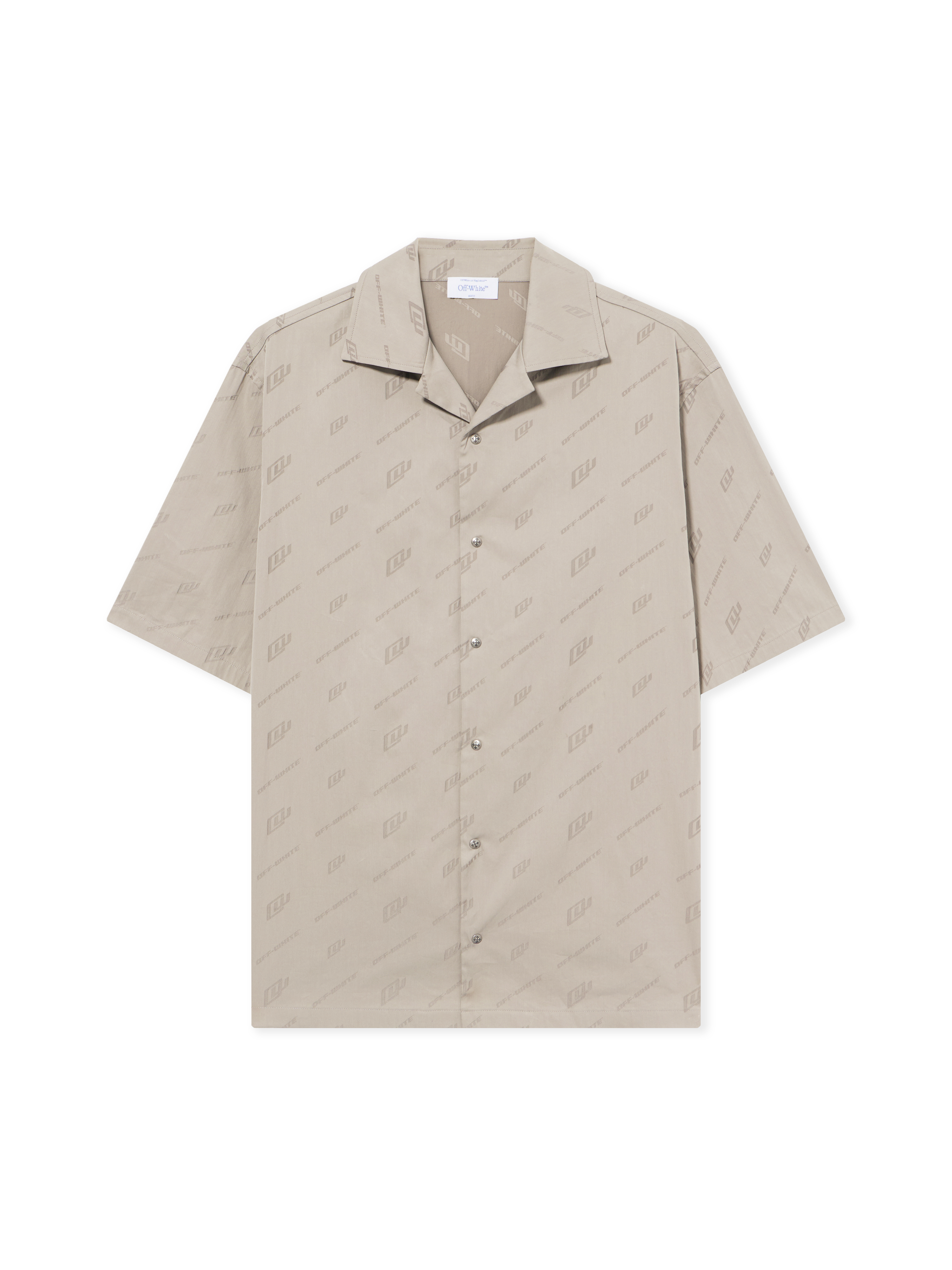 Off-white Monogram-print Short-sleeved Shirt In Brown