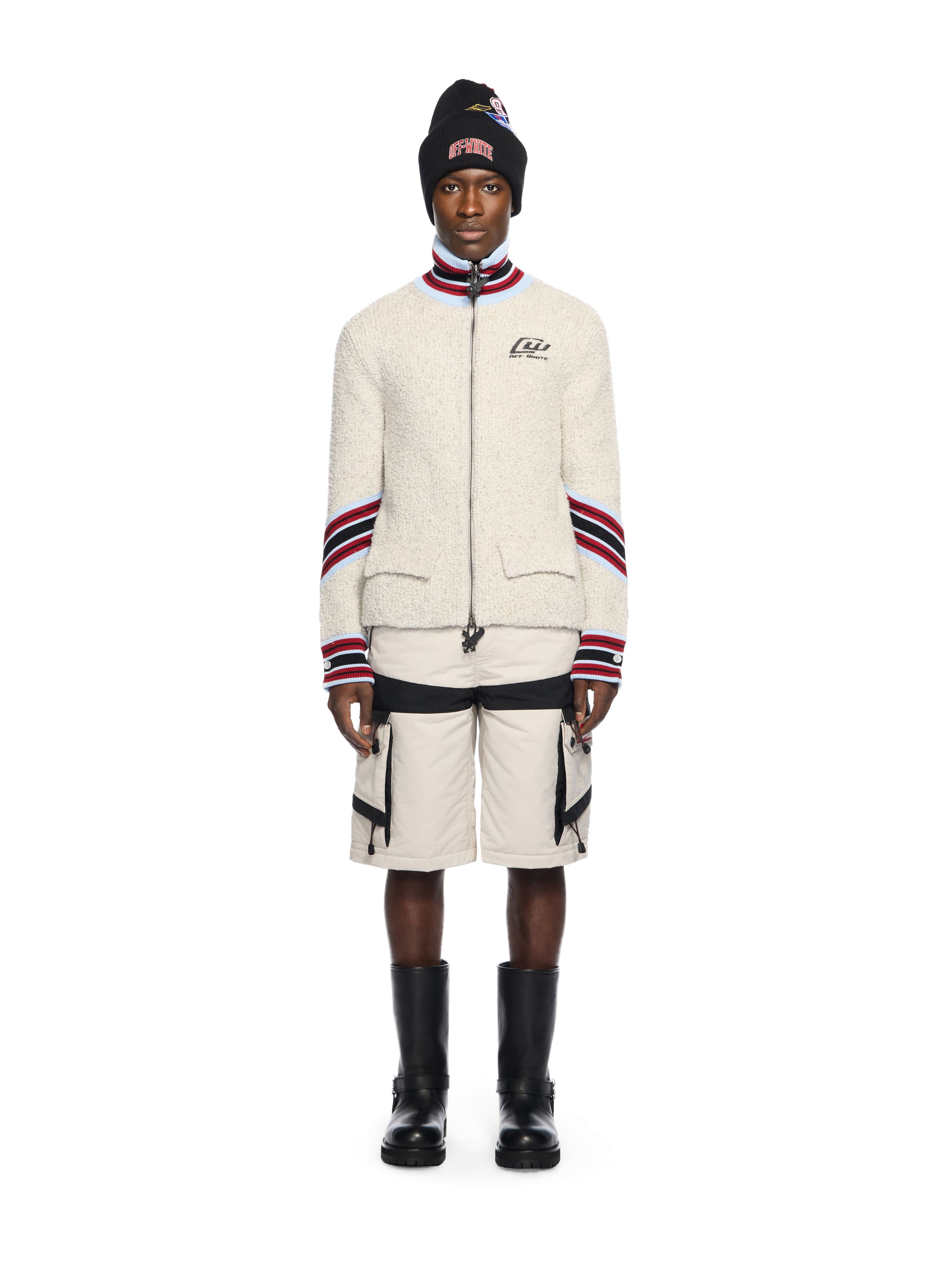 Off-White Bouclé Zip Cardigan