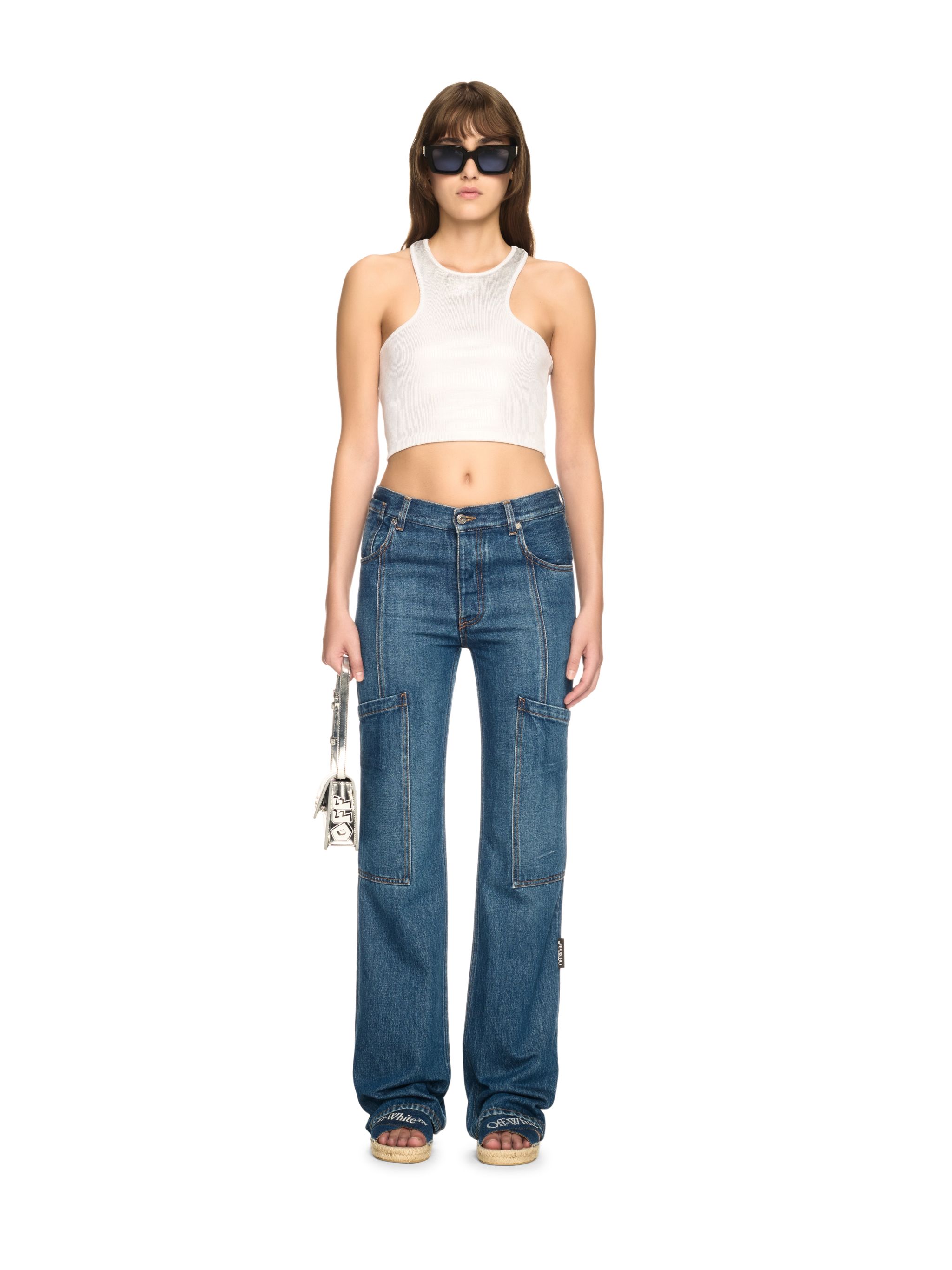  Off White Denim Cargo Pants - Female Sale Check Blue 27 