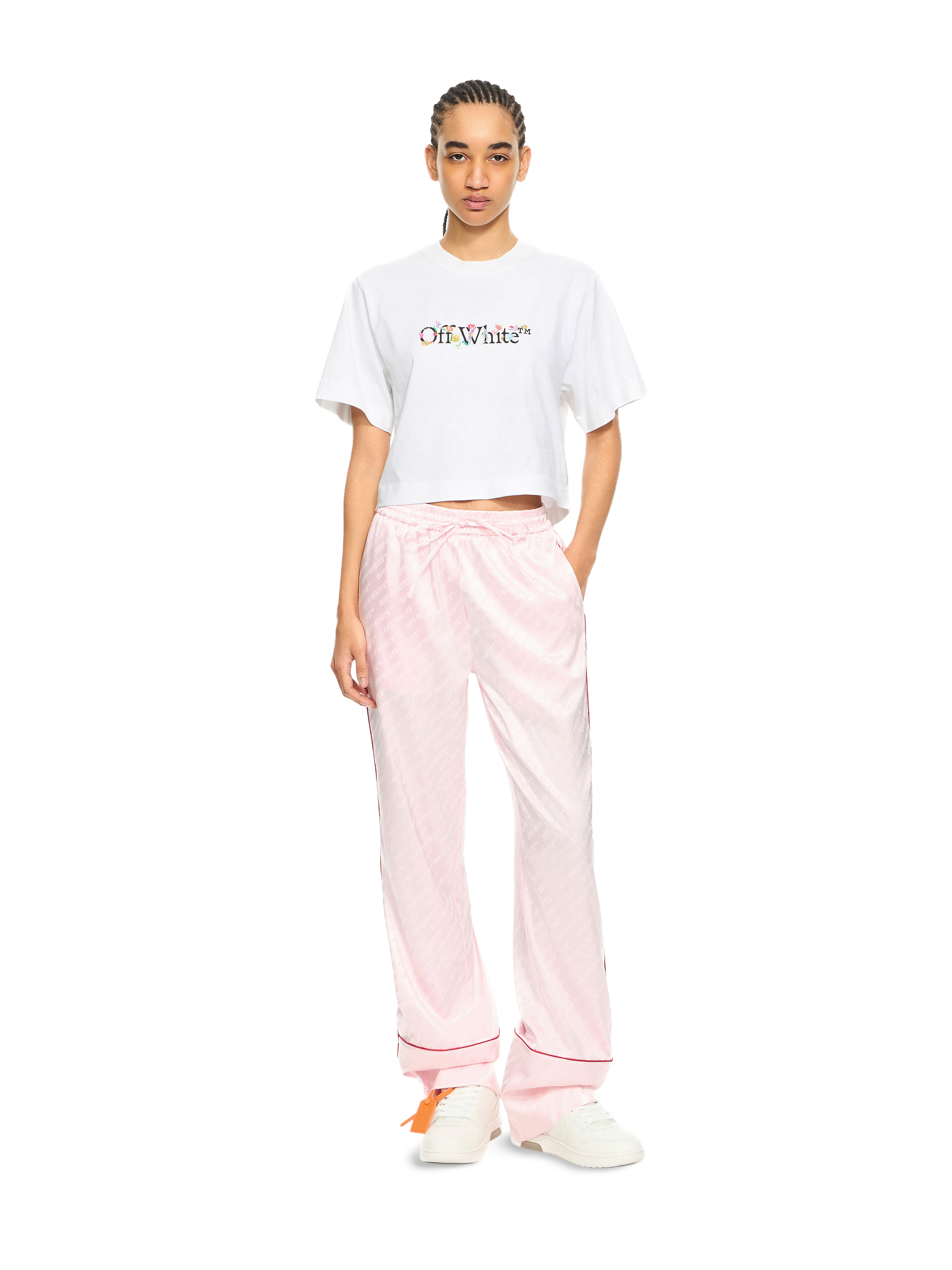 Off-White Bookish Glowing Flower Crop T-shirt