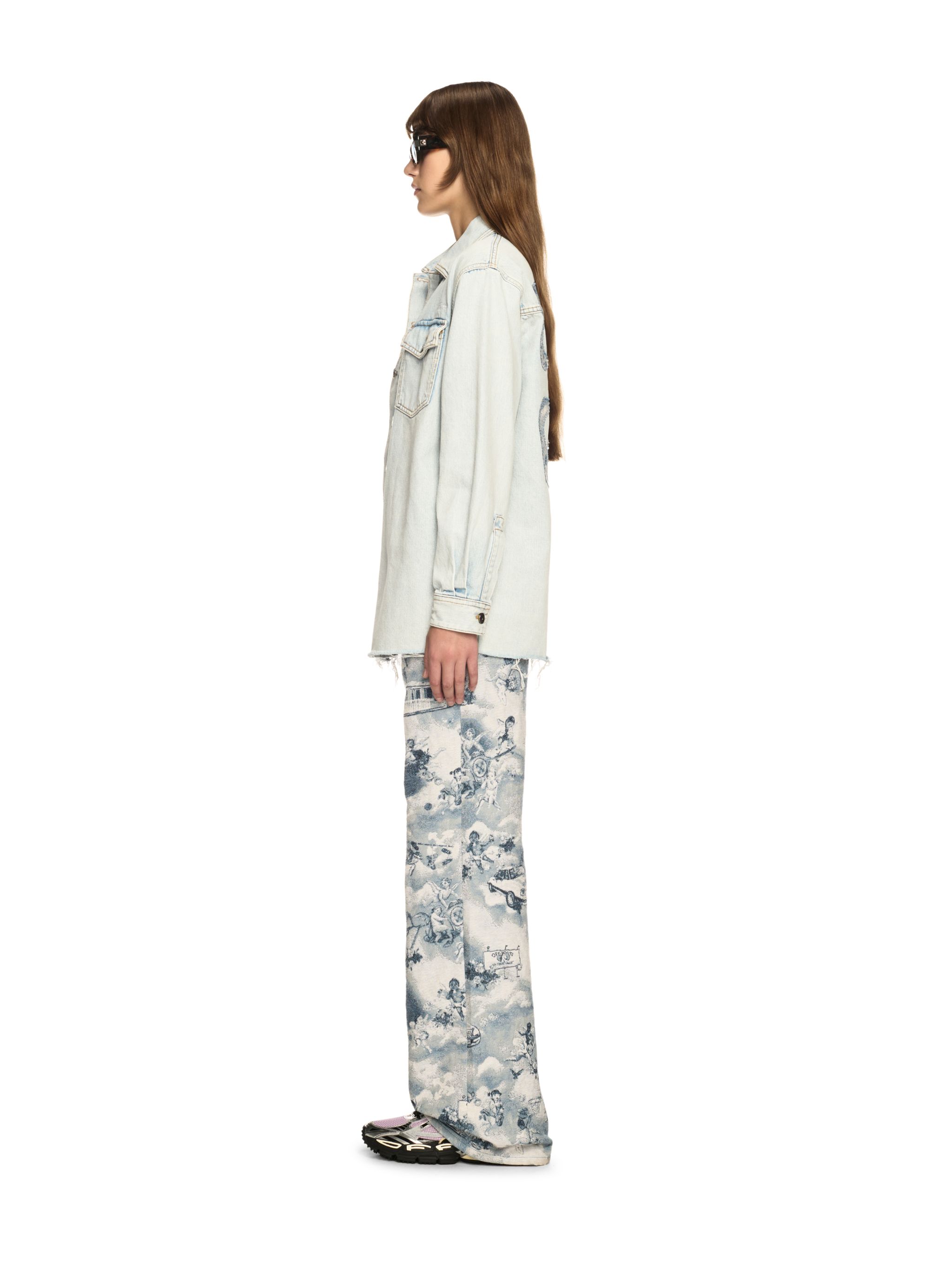 Shop Off-white Fresco Arrow Denim Shirt Jkt Bleach-whit In Blue