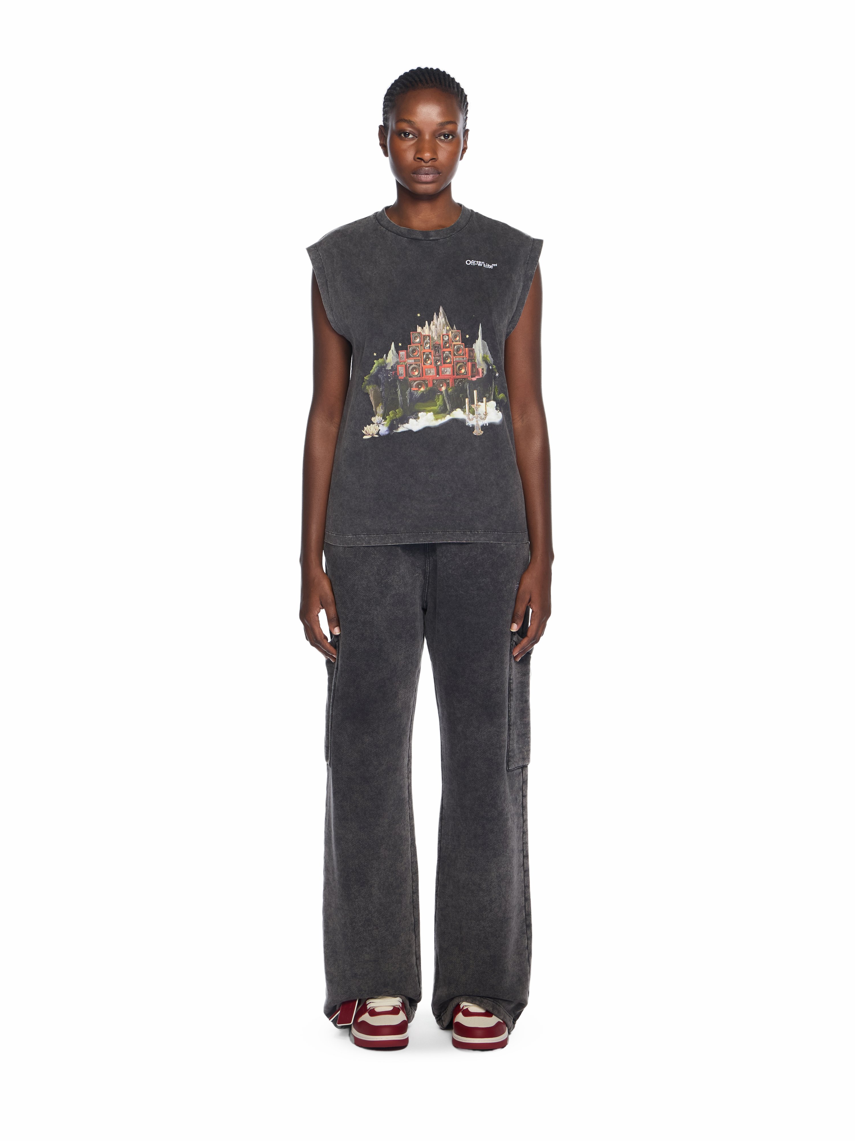  Off White Landscape Arrow Tank Top - Female  Marble Black-white Xs 