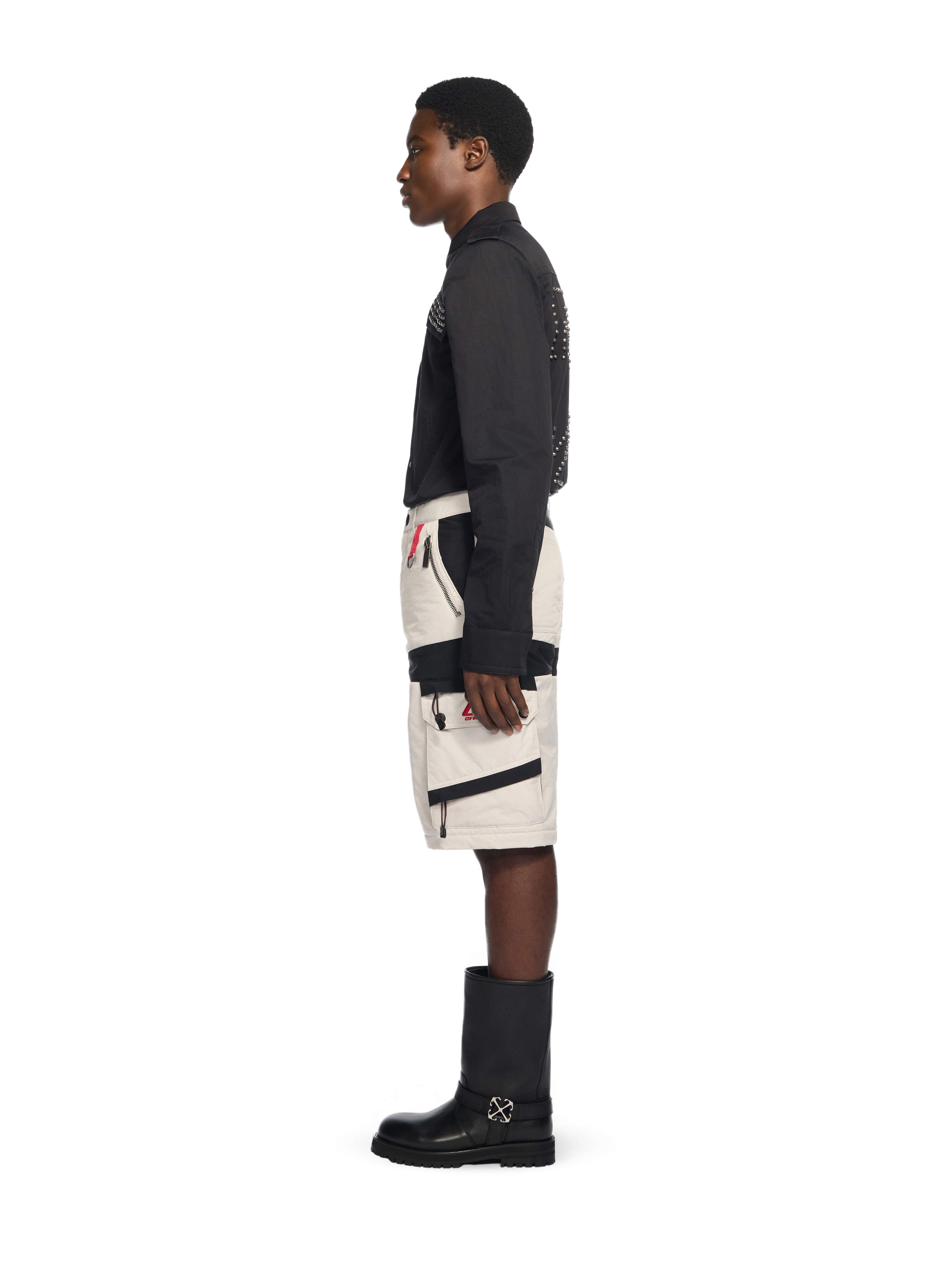 Off-white Zip-pockets Panelled Cargo Shorts In Multi