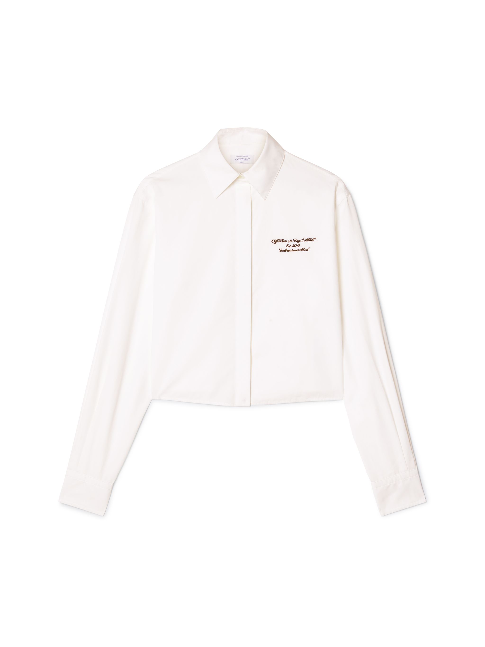 Off-white White Poplin Boxy Long-sleeved Shirt In White
