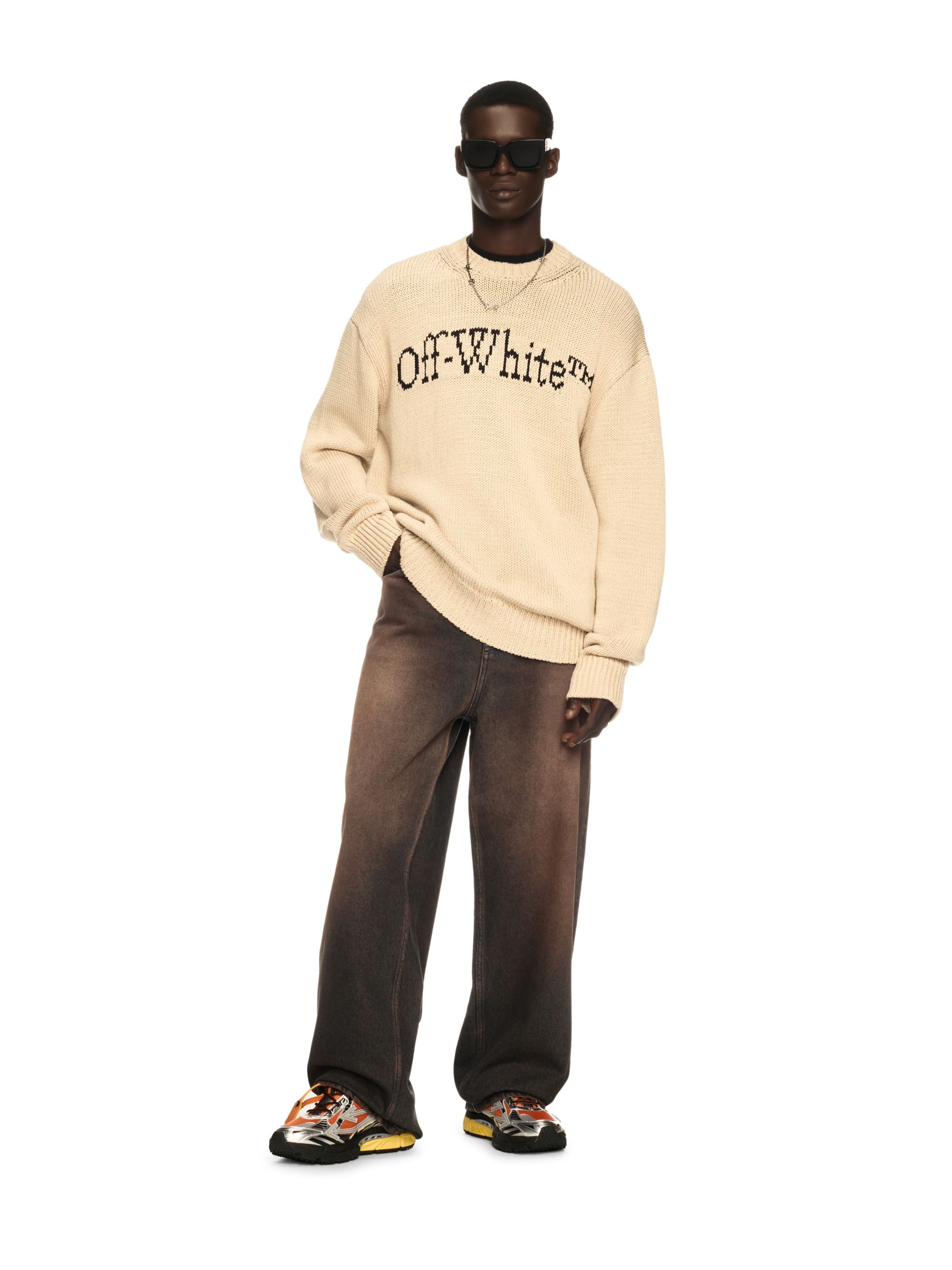  Off White Overdyed Straight Jeans - Male Sale Check Brown 34 