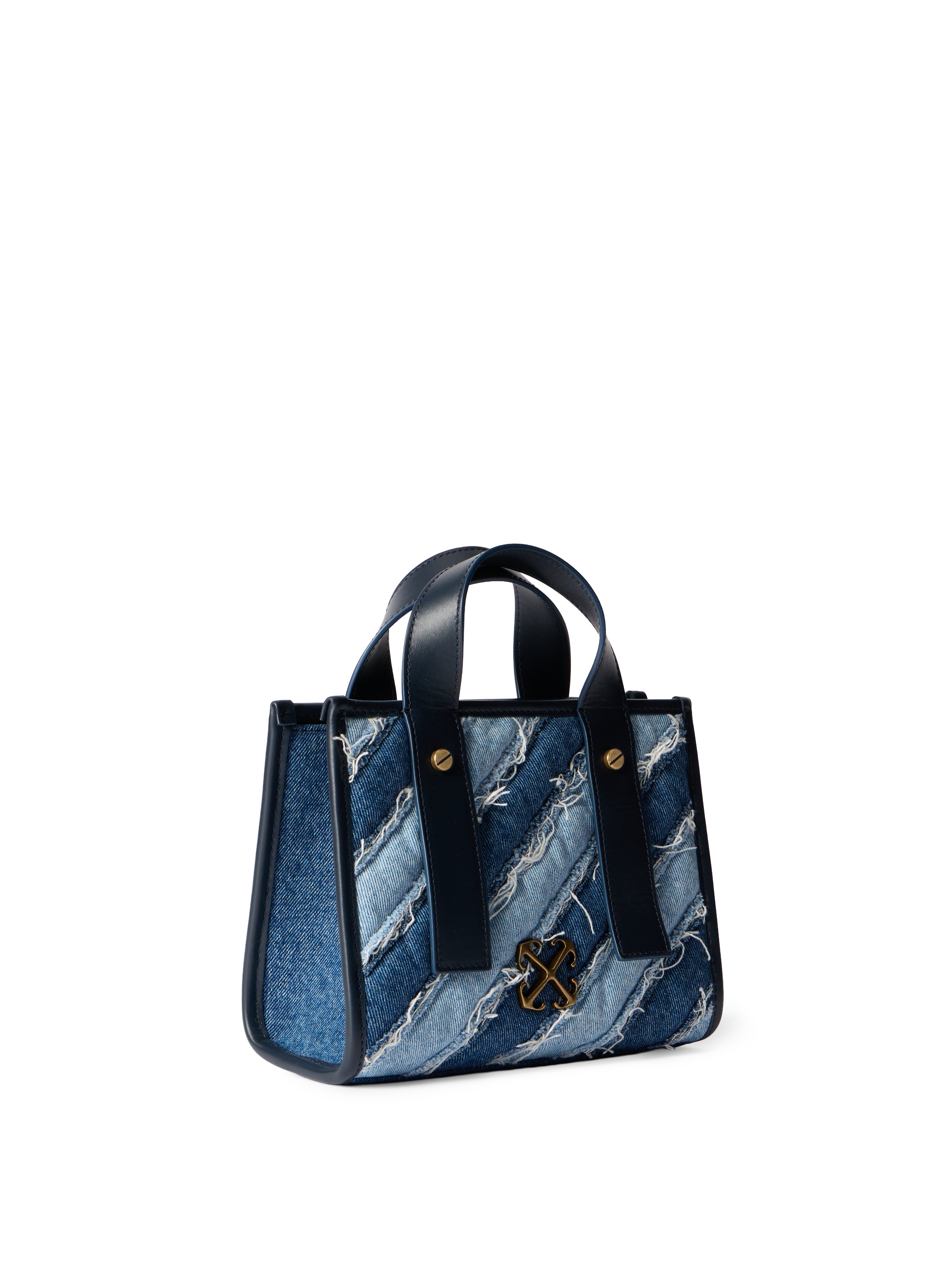 Off-white Quilting Raw Denim Tote Bag In Blue