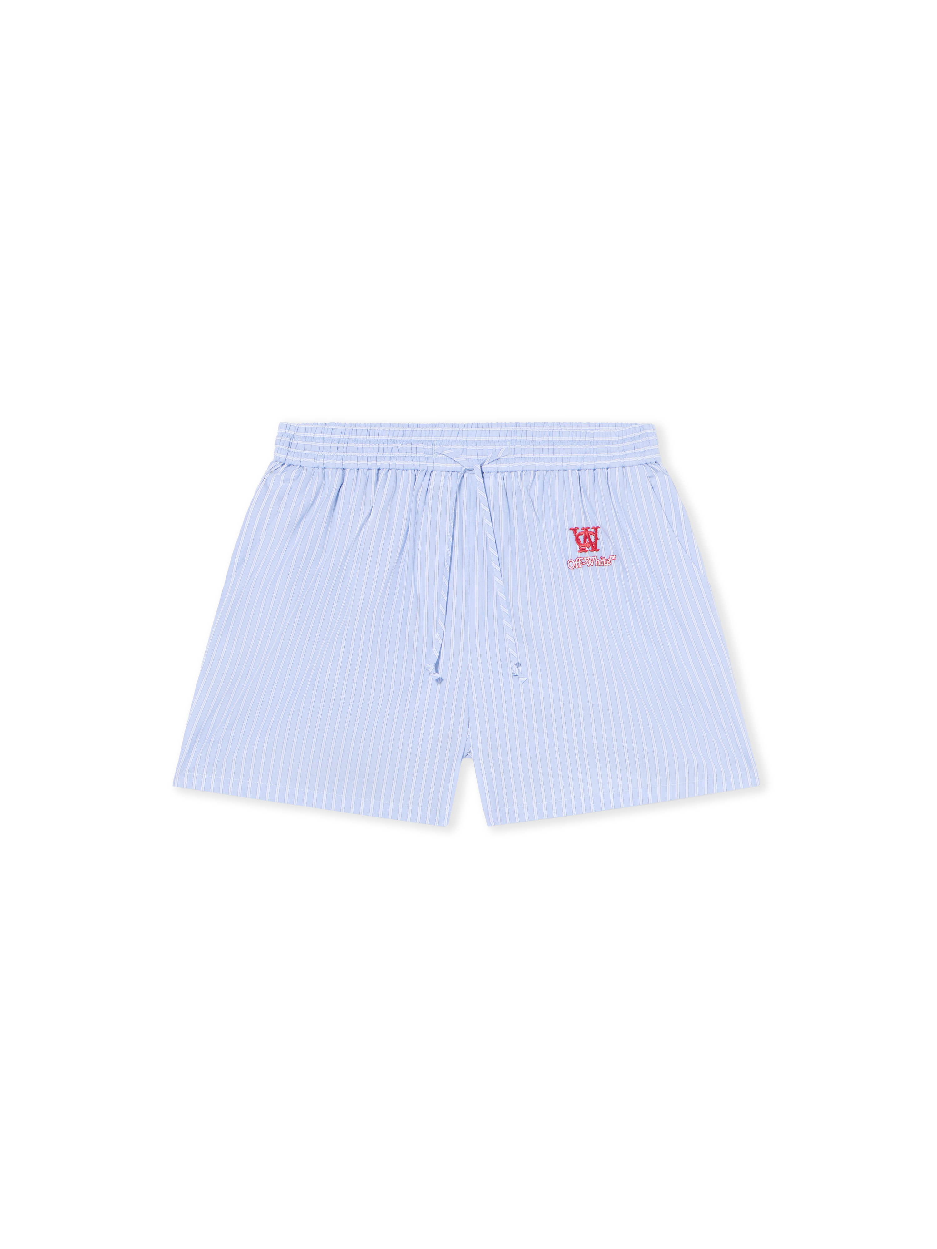 Off-white Striped Poplin Shorts In Blue