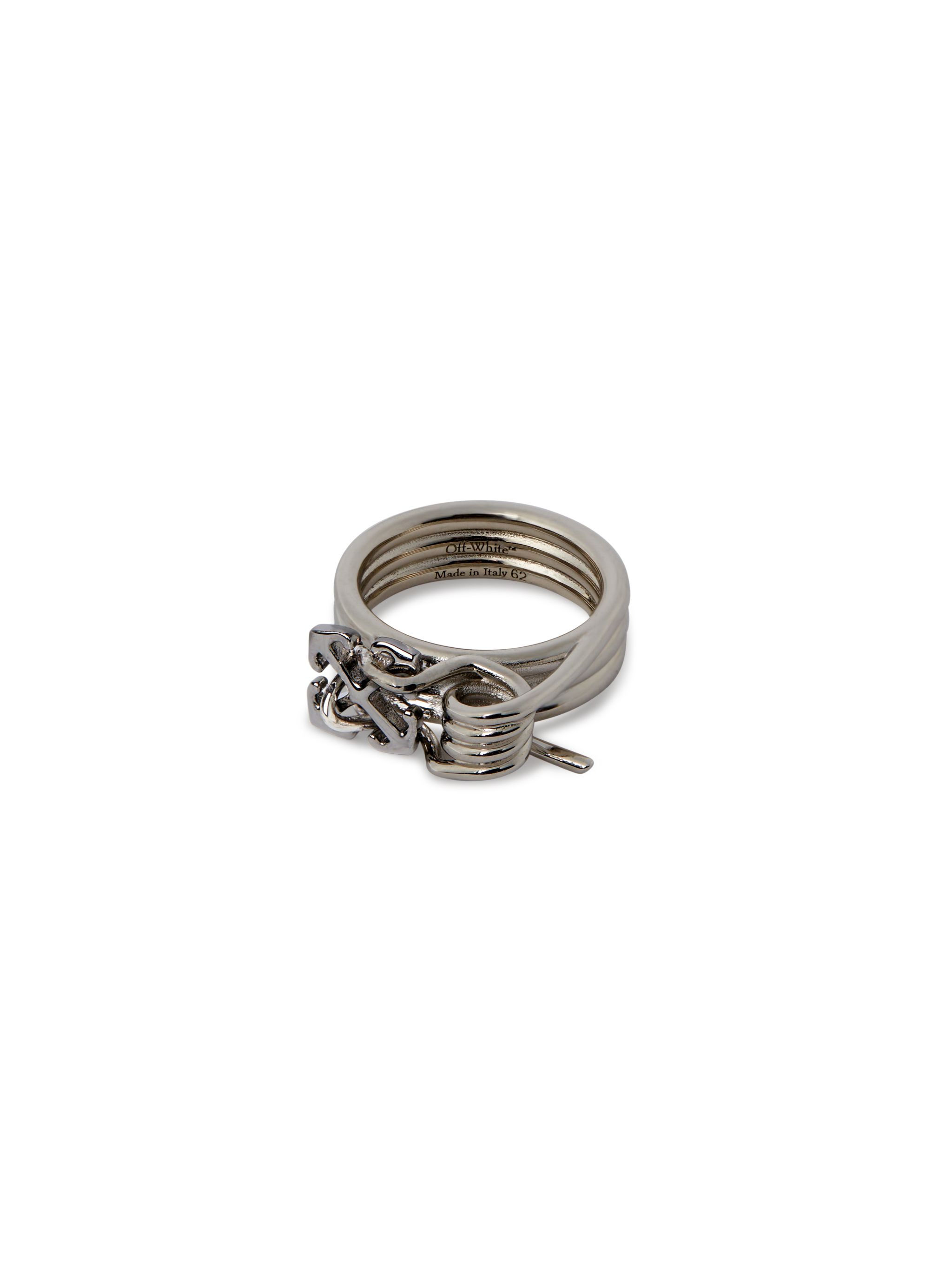 Off-white Barbed Wire Ring In Metallic
