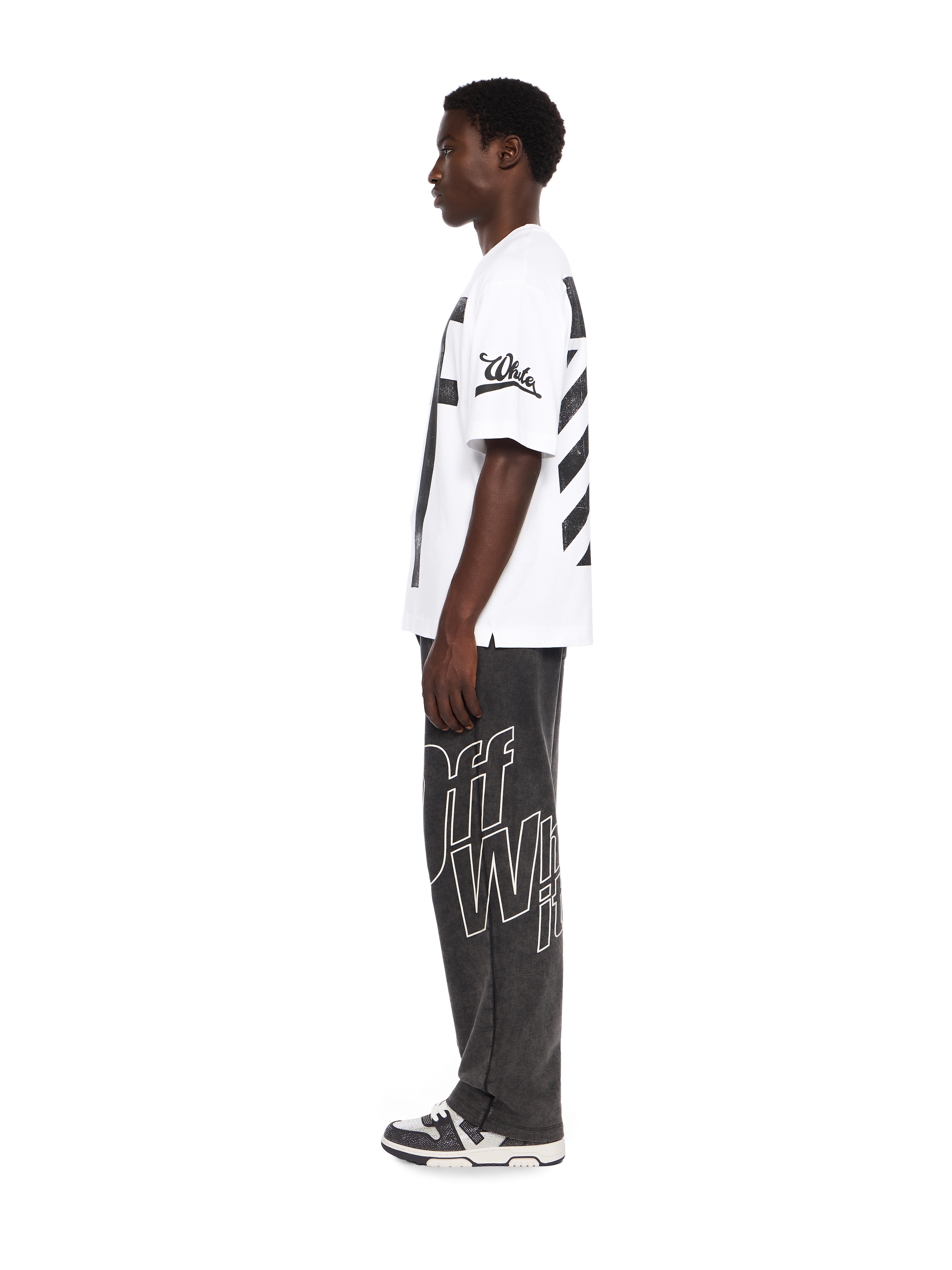Off-white Graphic Crewneck T-shirt With Front And Back Print In Multi