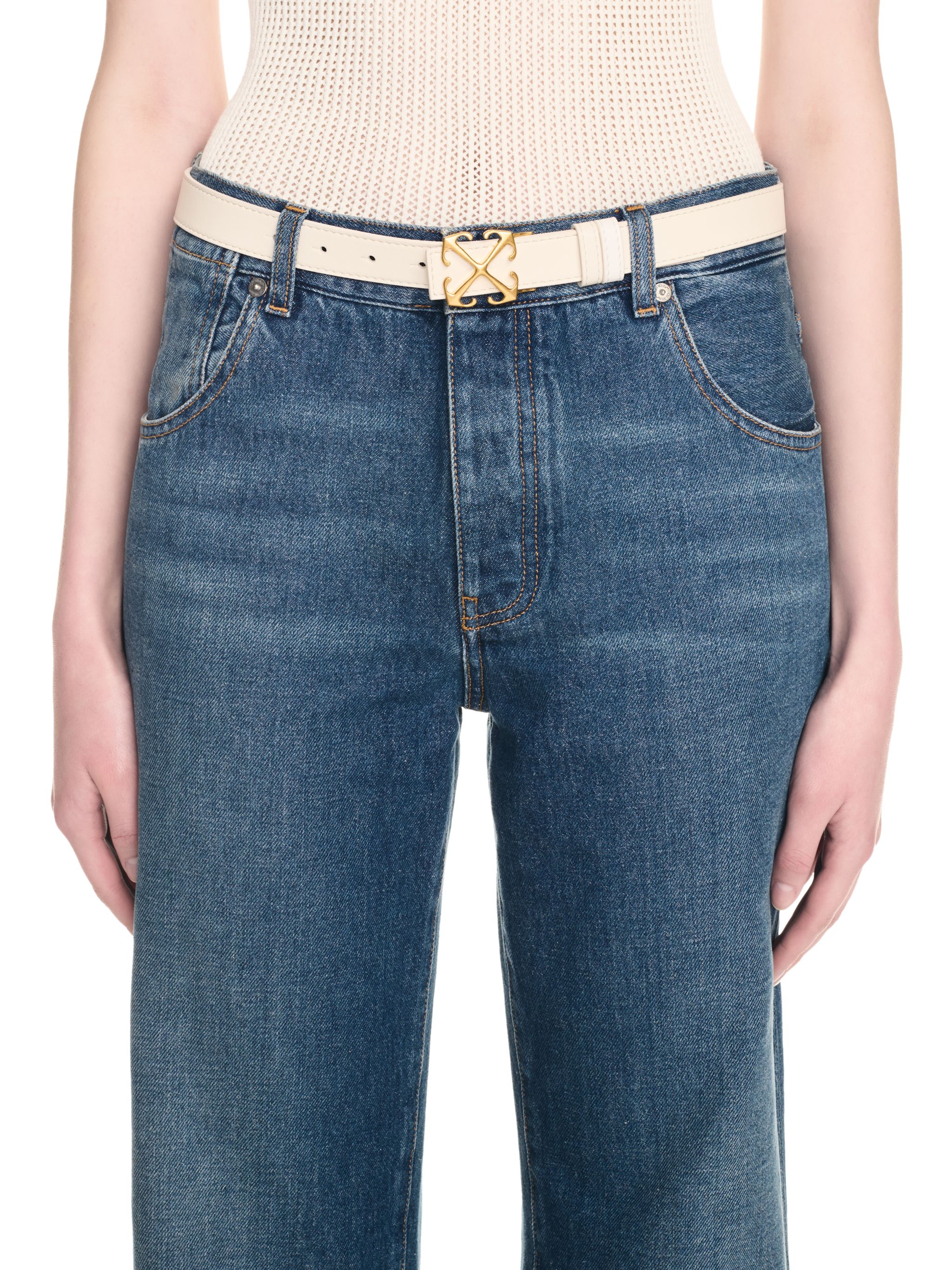 Off-white New Arrow Leather Belt In White
