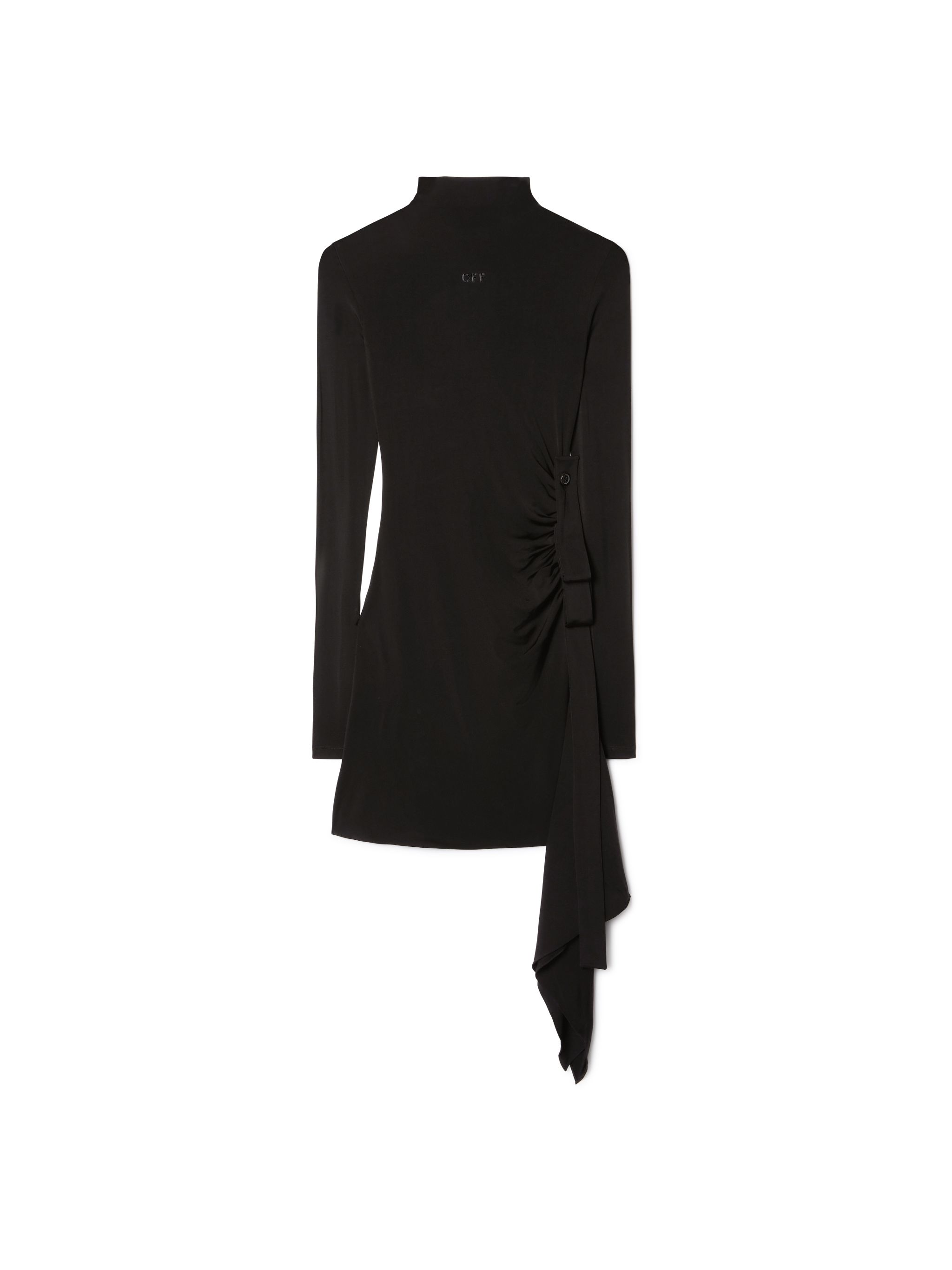 Off-white Draped Long-sleeved Mini Dress In Black