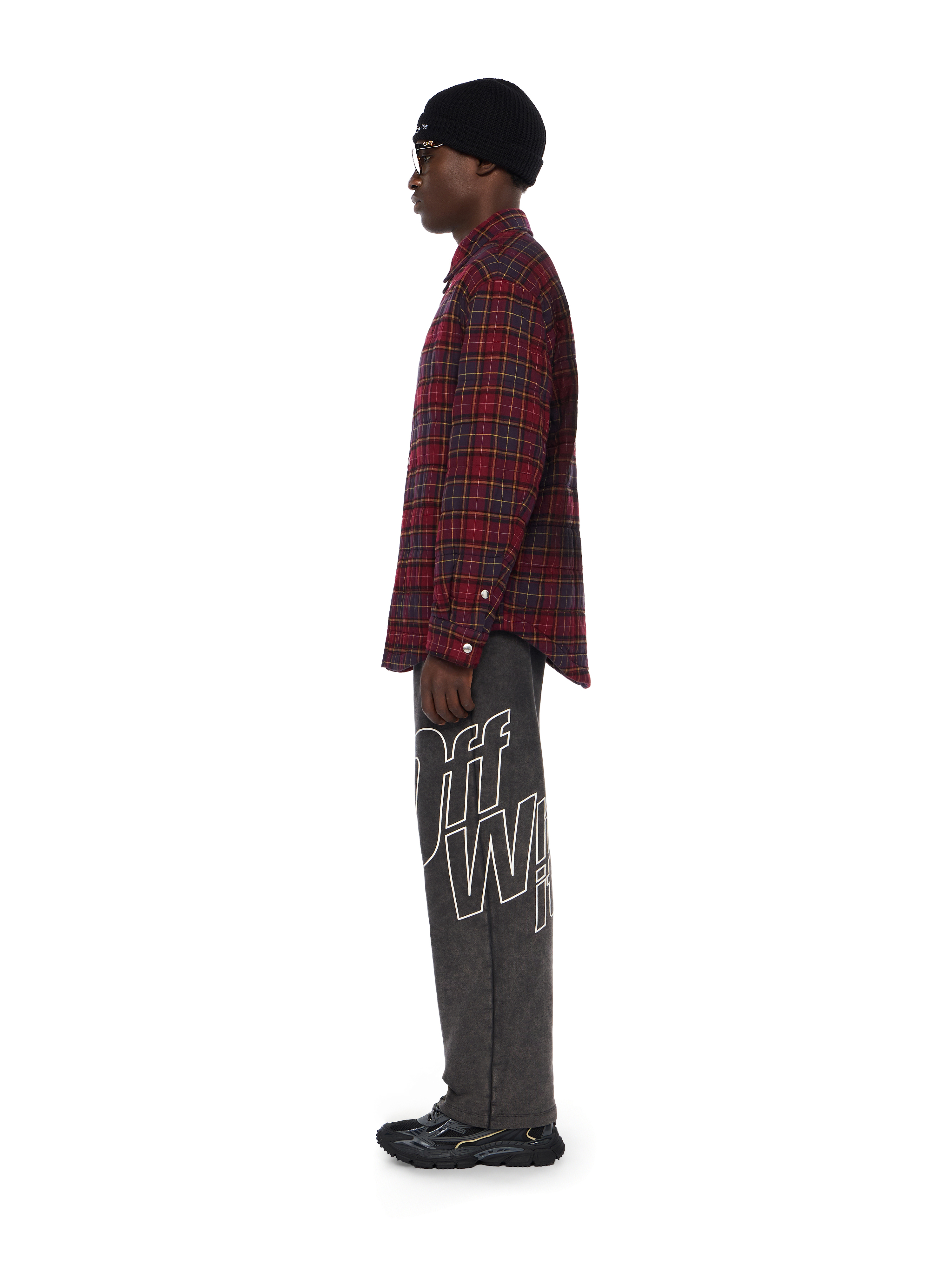  Off White Spray Arrow Check Padded Overshirt - Male  Burgundy - Black 50 