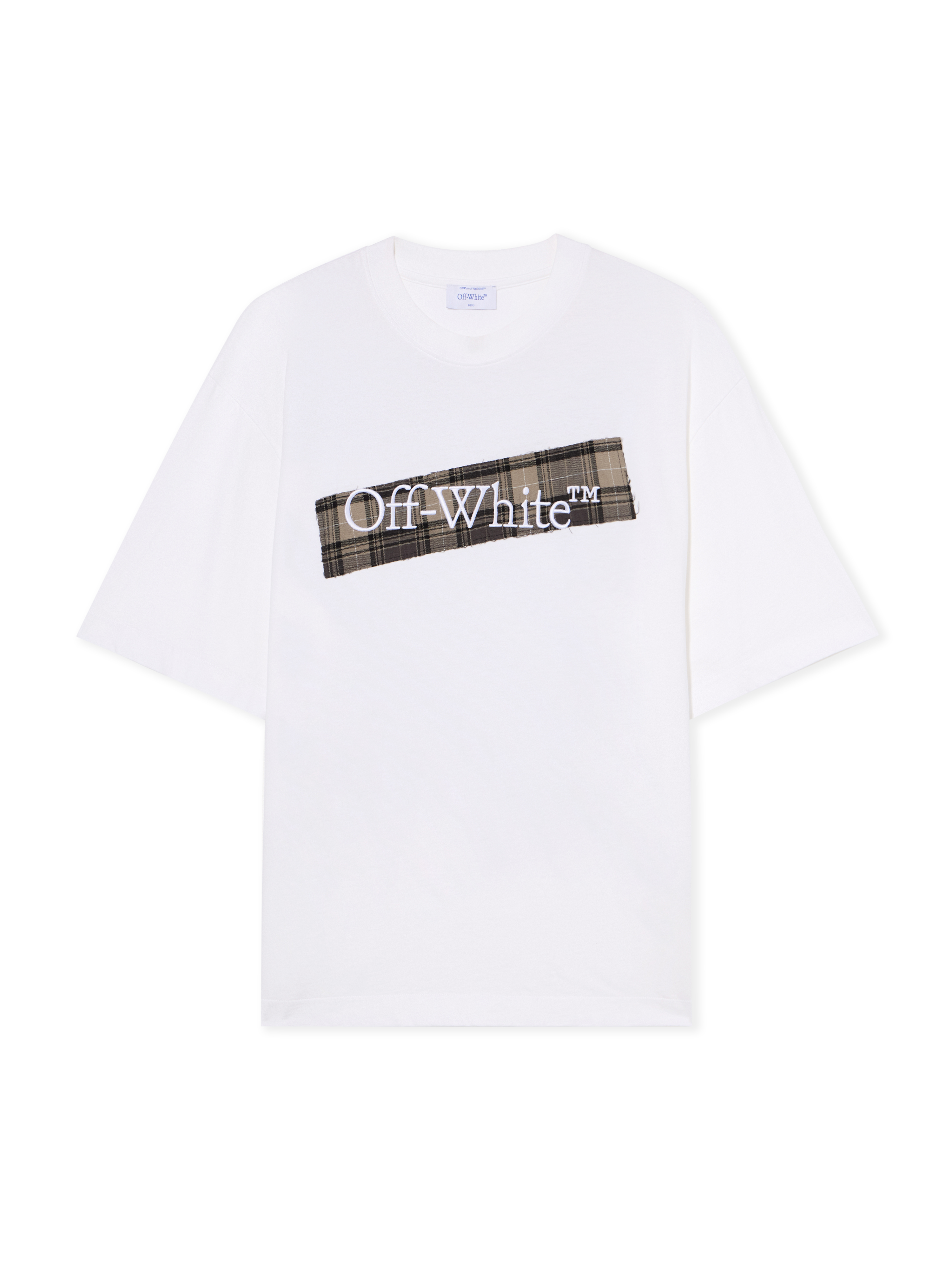 Off White Men's White - Black Flannel Diagonal Skate Logo Tee - Xl