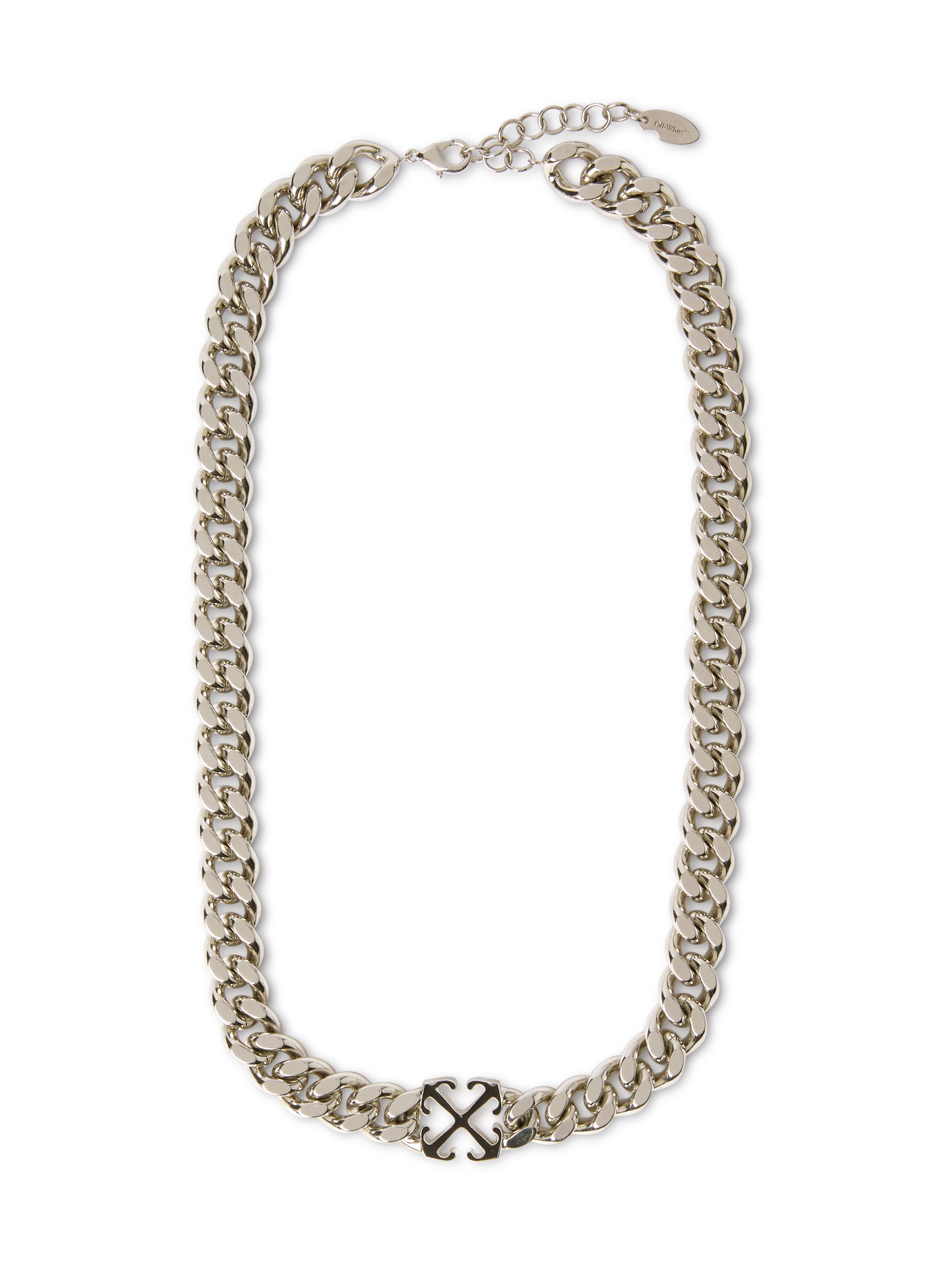 Off-white Arrow Chain-linked Necklace In Silver