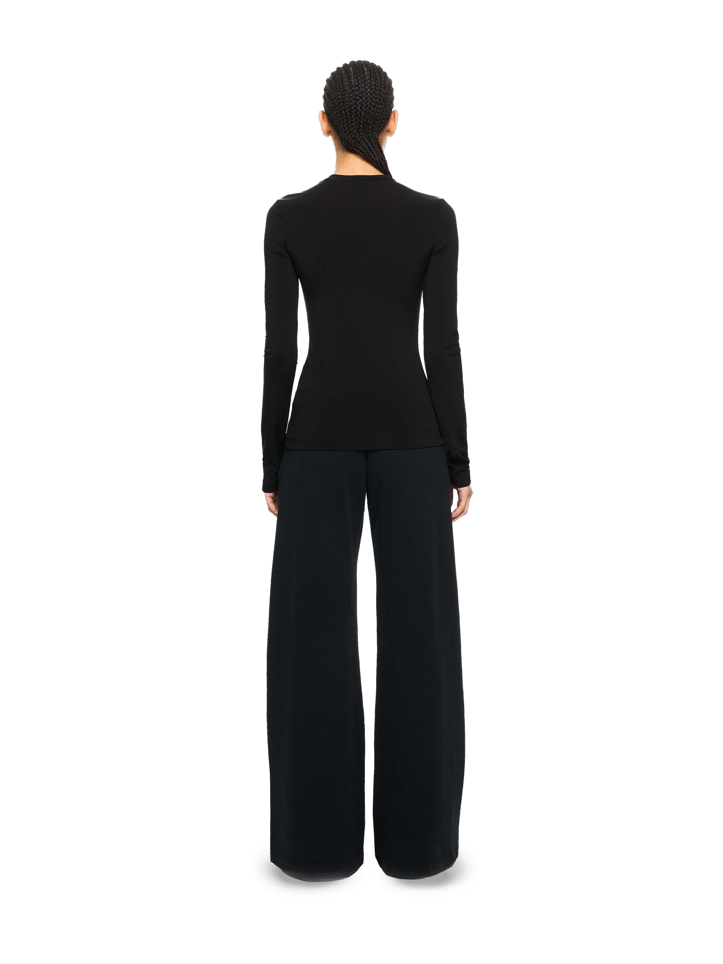 Off-white Fitted Long Sleeve Ribbed Crop T-shirt In Black