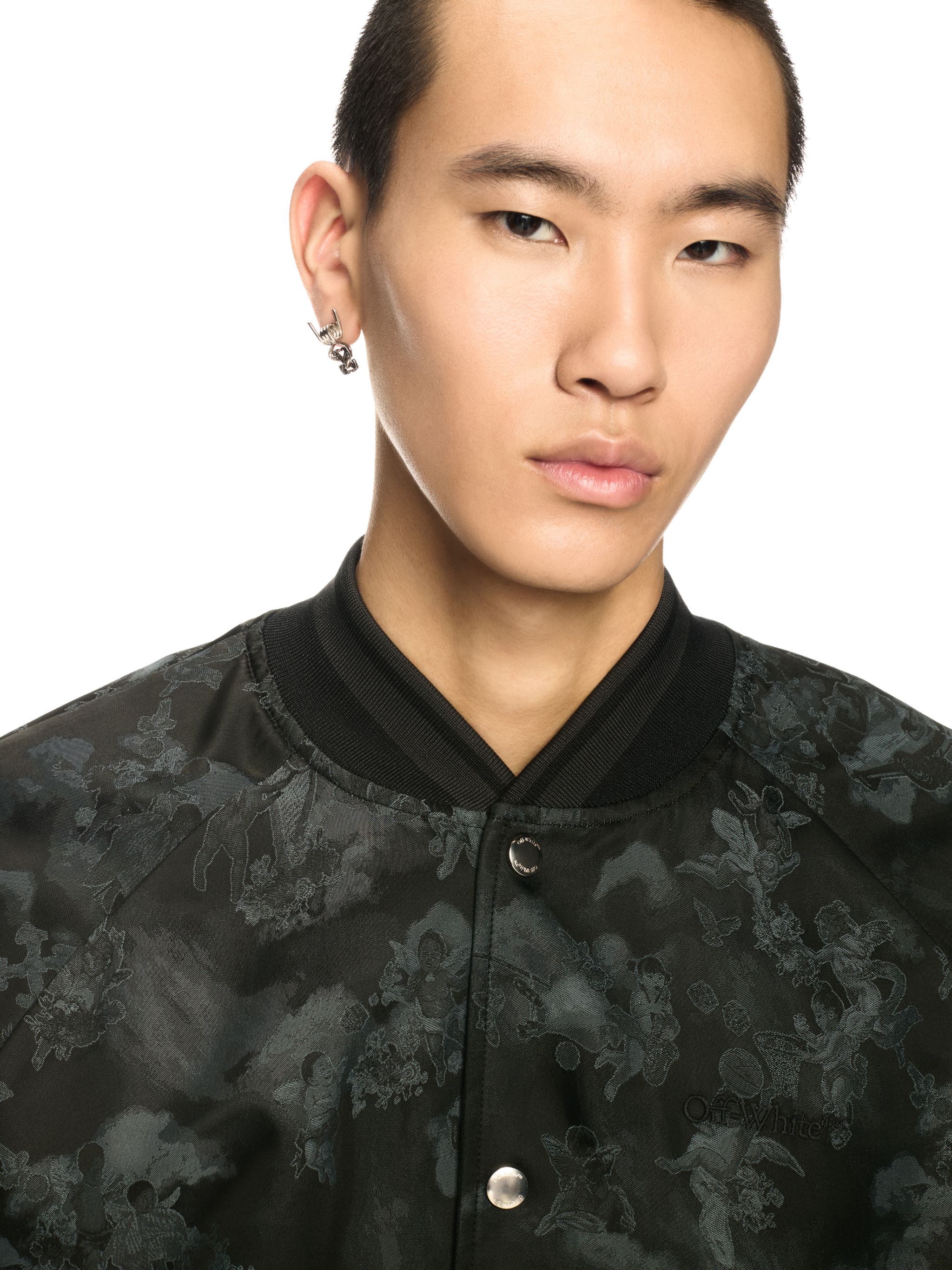 Off-white Black Fresco Souvenir Varsity Bomber Jacket In Black