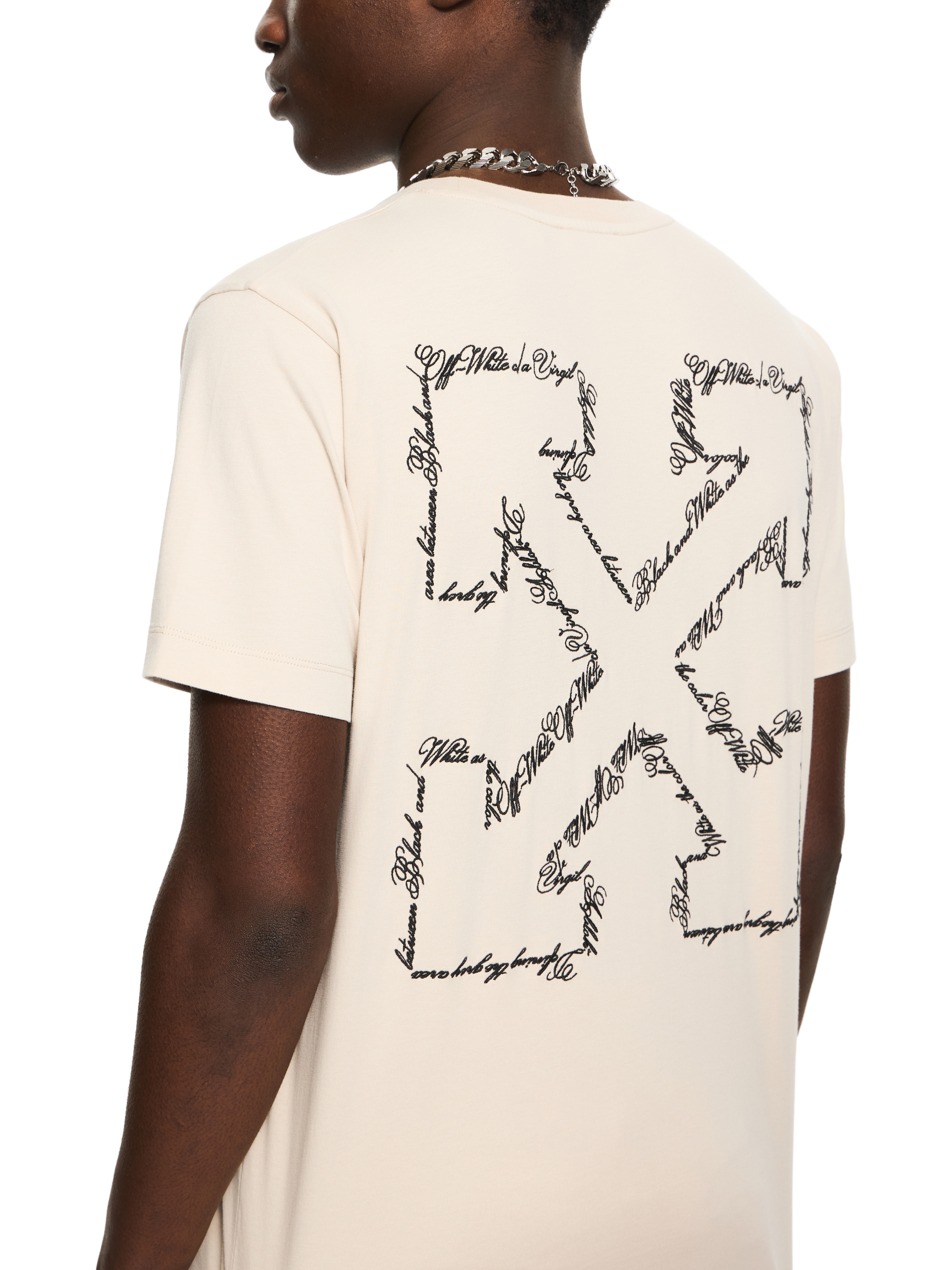Off-white `script Arrow` Short Sleeve Slim T-shirt In Neutral